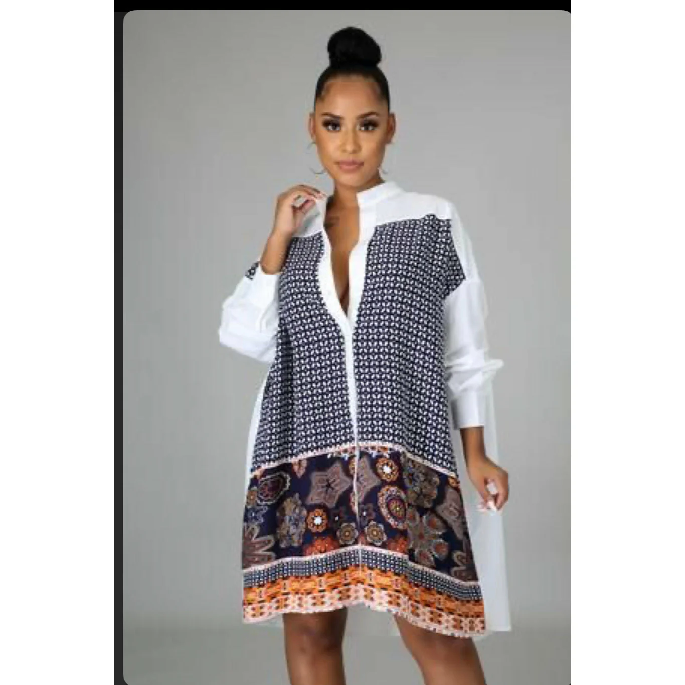 Floral Print Shirt mini Dress - Image 7