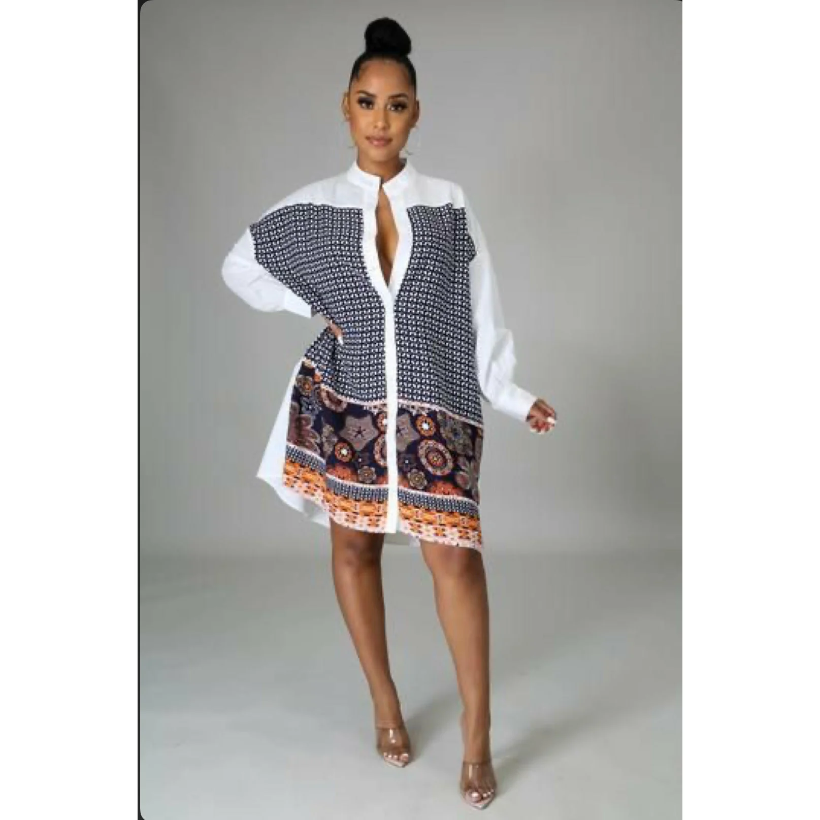Floral Print Shirt mini Dress - Image 9