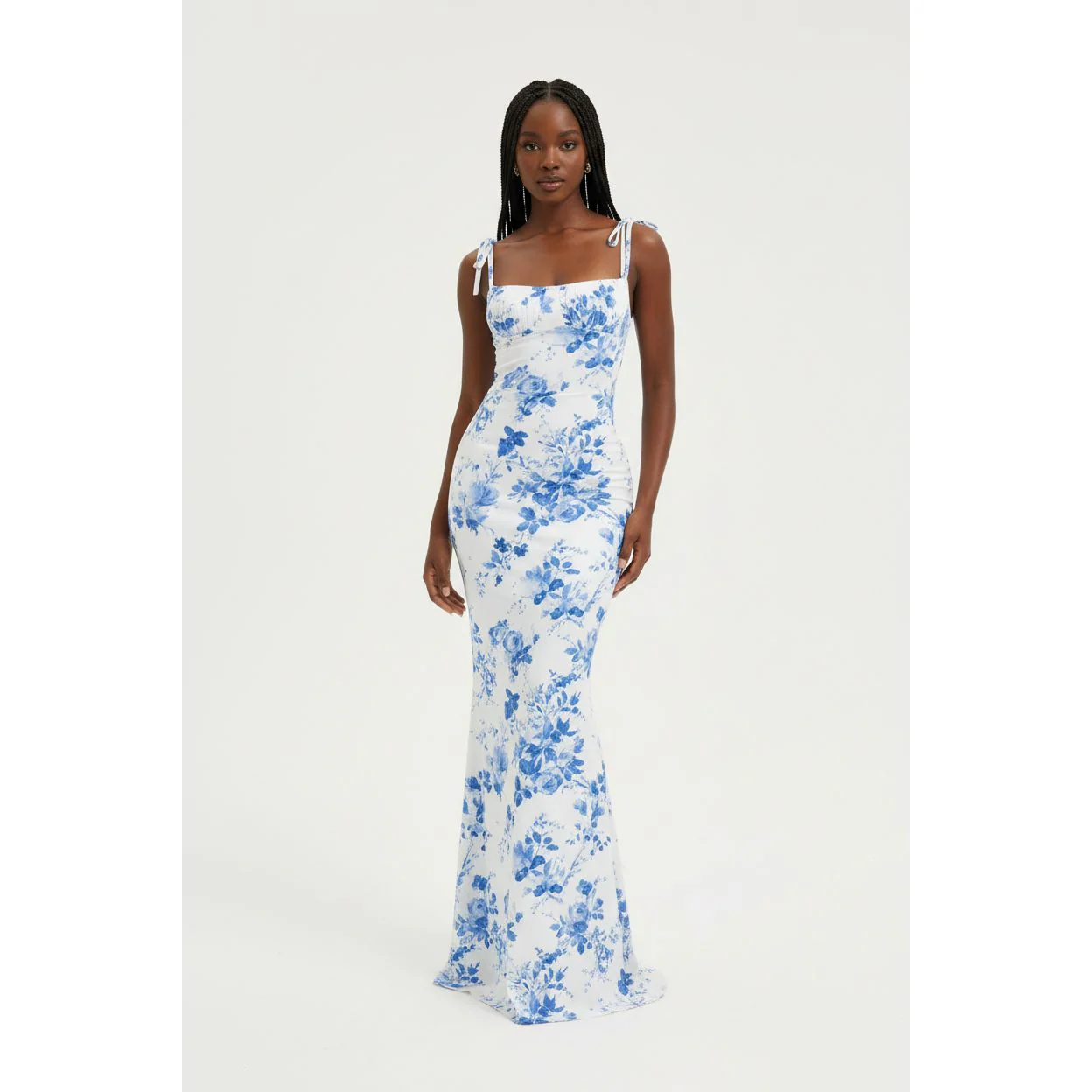 Floral Print Tie Shoulder Mermaid Hem Cami Dress