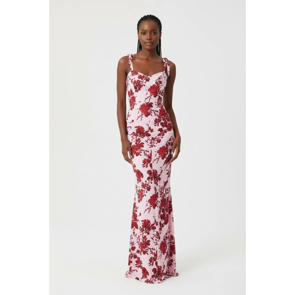 Floral Print Tie Shoulder Mermaid Hem Cami Dress - Image 4