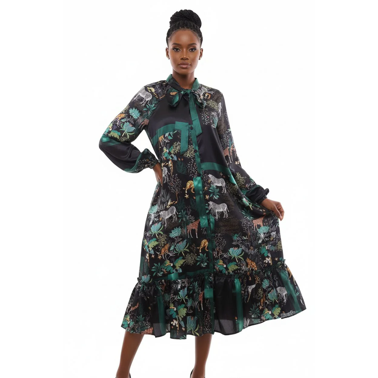 Floral Print Vintage Shirt Dress - Image 4