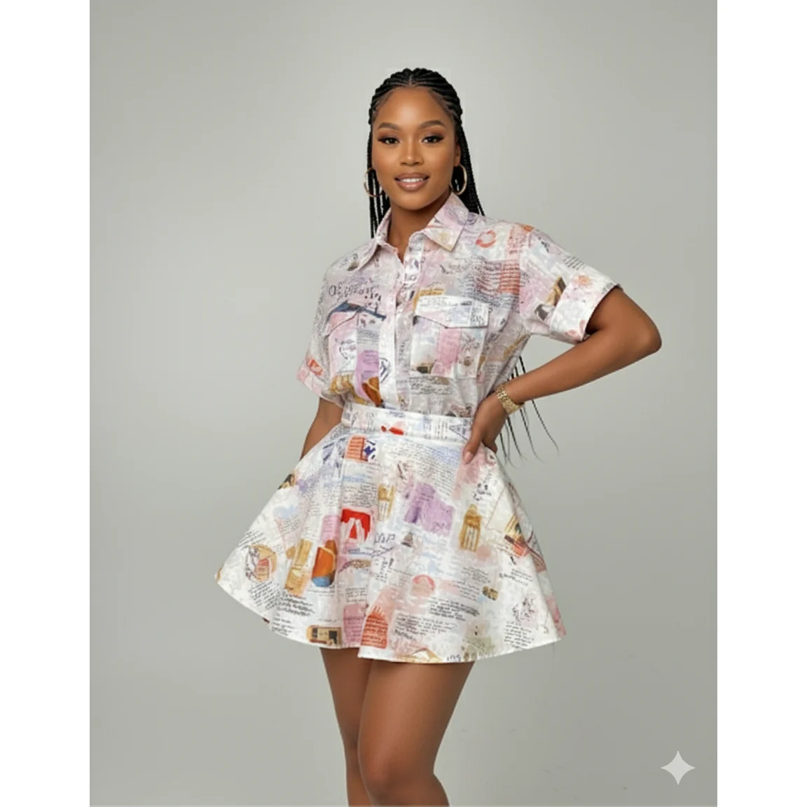 Floral Rolled Sleeve Shirt And Shorts Set