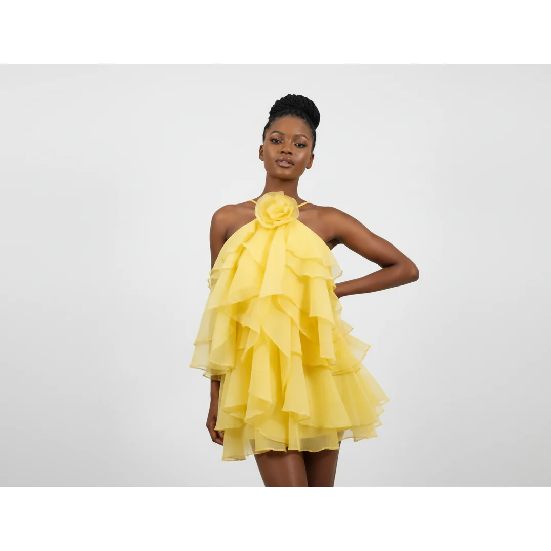 Floral Ruffle Chiffon Mini Dress - Image 5