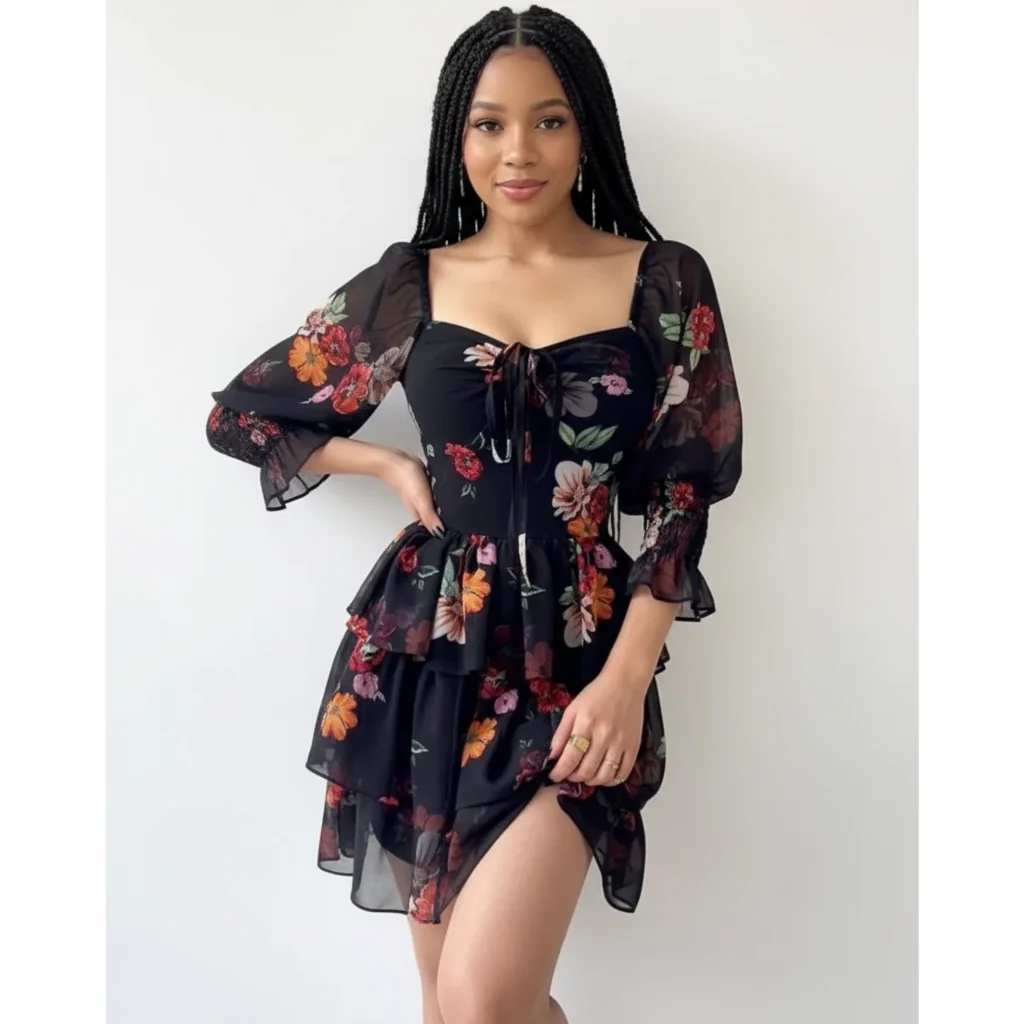 Floral Short Sleeve Dress