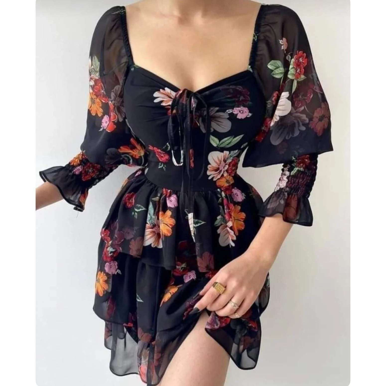 Floral Short Sleeve Dress - Image 2