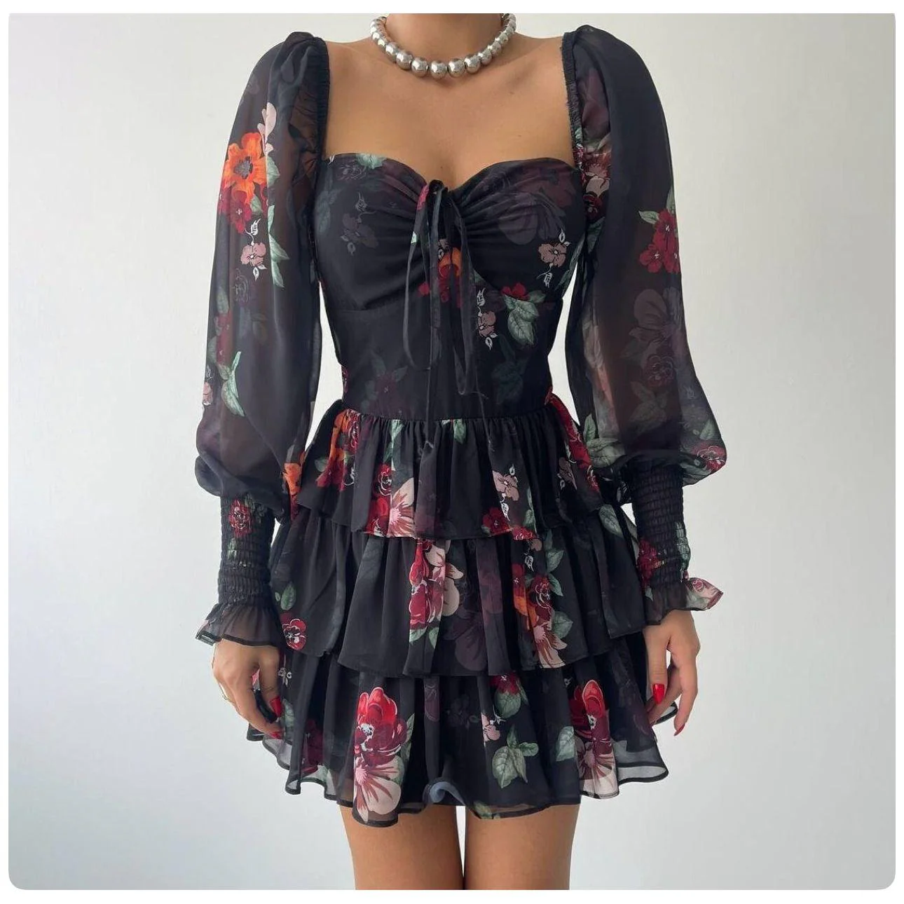 Floral Short Sleeve Dress - Image 3