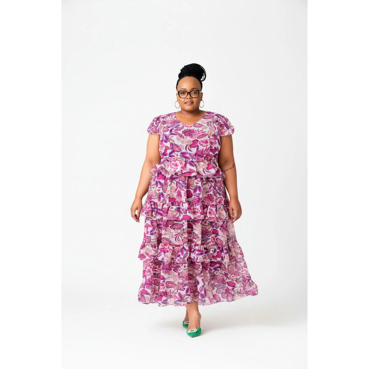 Floral V-Neck Pleated Maxi Dress - Image 2