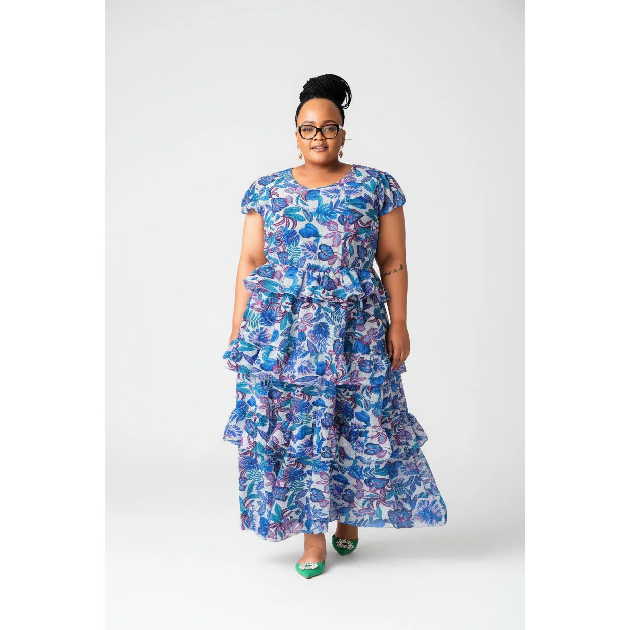 Floral V-Neck Pleated Maxi Dress - Image 3