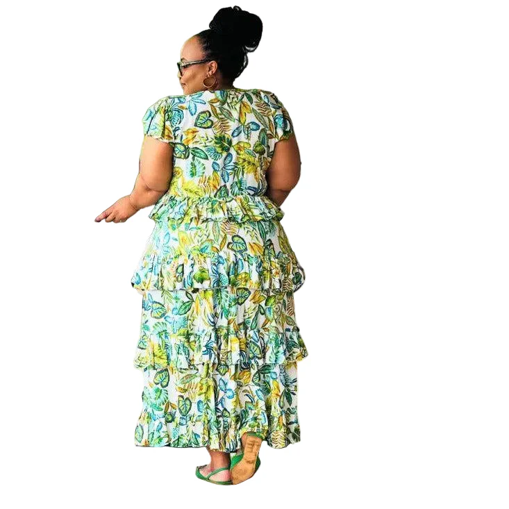 Floral V-Neck Pleated Maxi Dress - Image 4