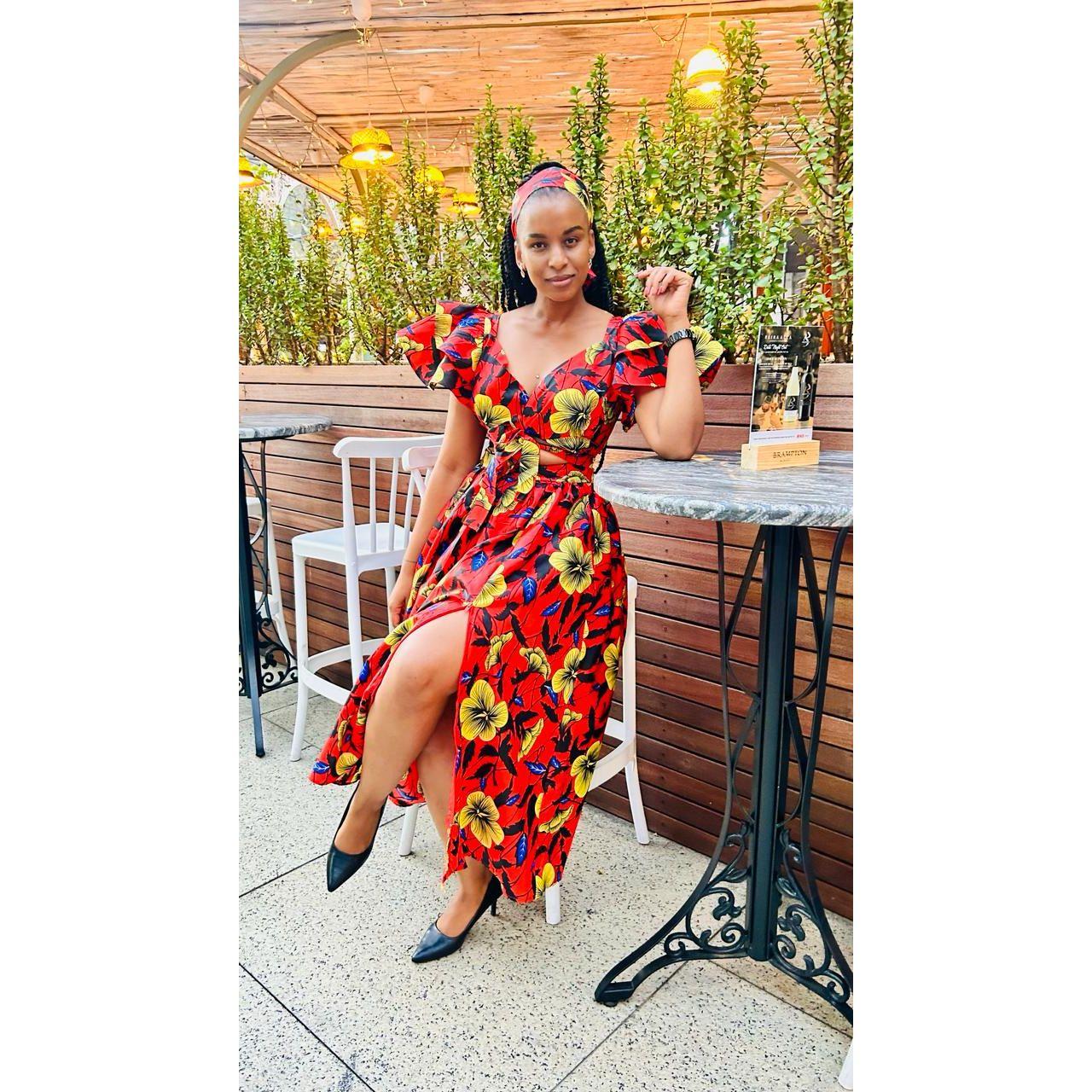 Floral V-Neck Slit Maxi Dress - Image 8