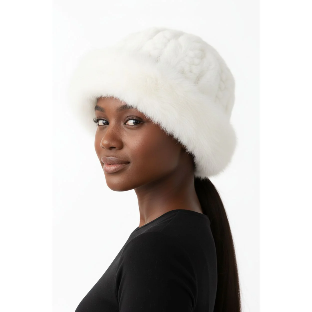 Fluffy Fur Round Winter Bucket Hat - Image 2