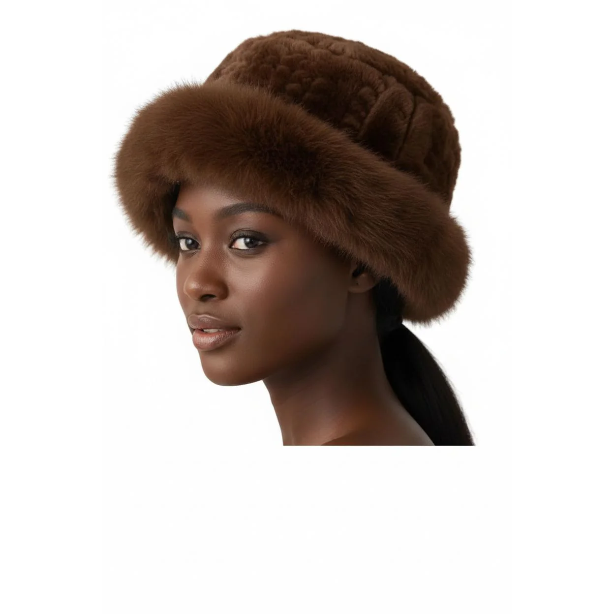 Fluffy Fur Round Winter Bucket Hat - Image 4
