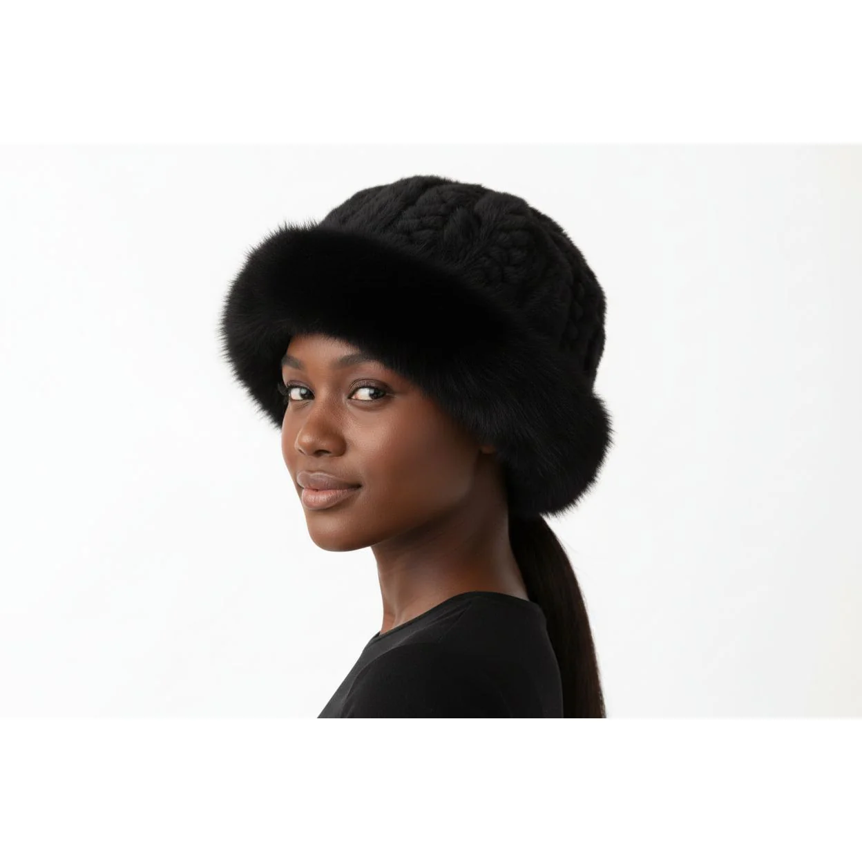 Fluffy Fur Round Winter Bucket Hat - Image 5