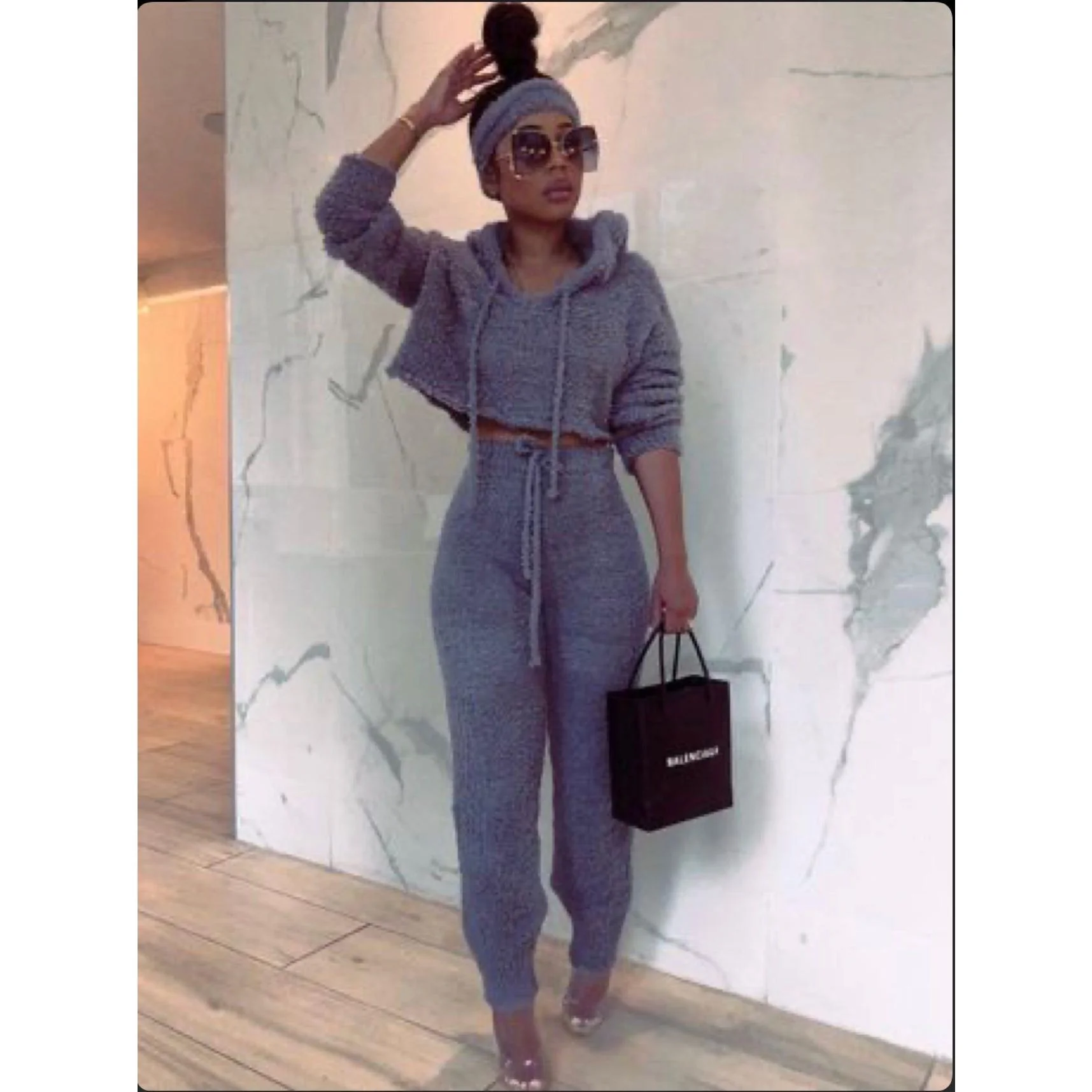 Fluffy Hooded Top & Trousers Twin Set - Image 2