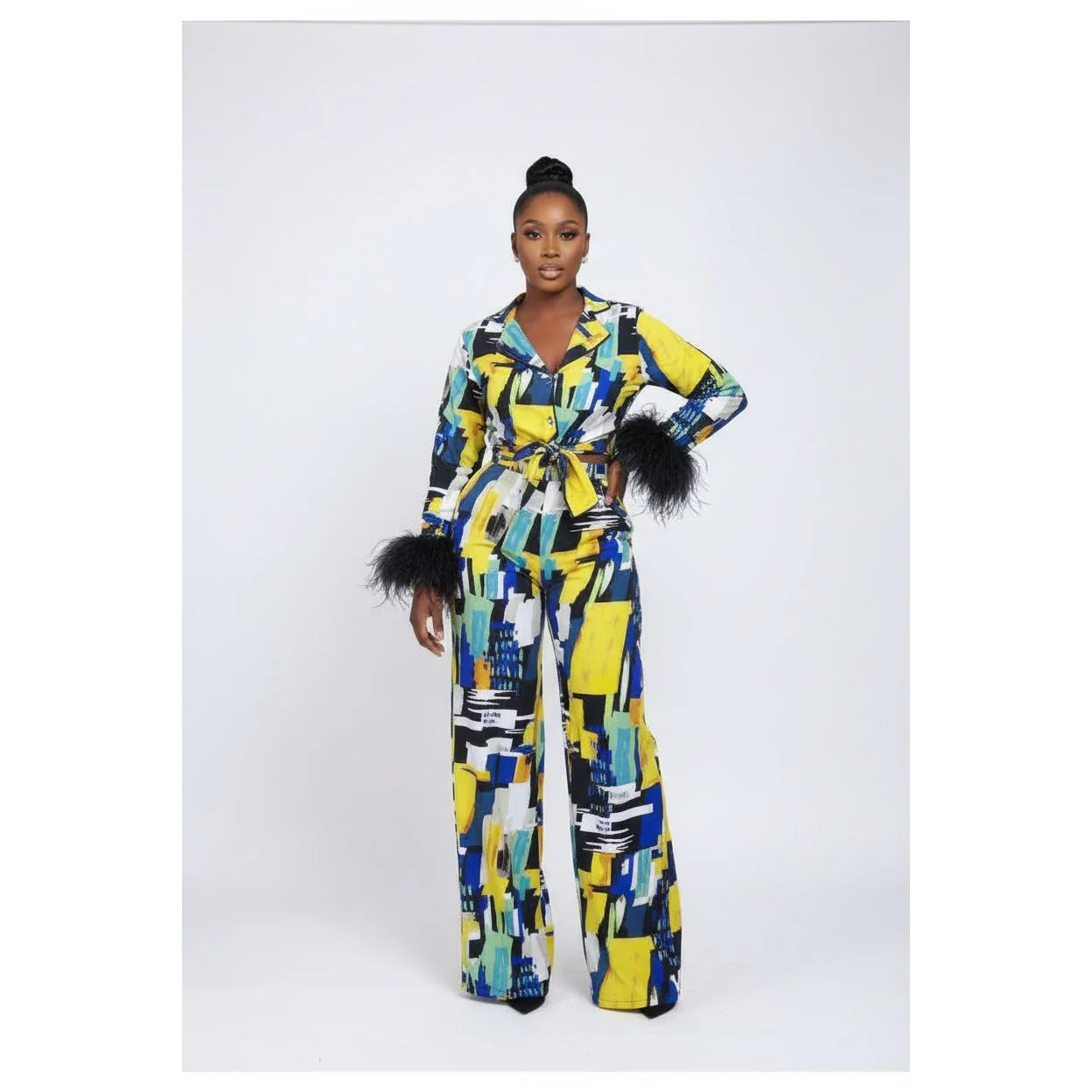Fluffy Sleeve 2 Piece Set