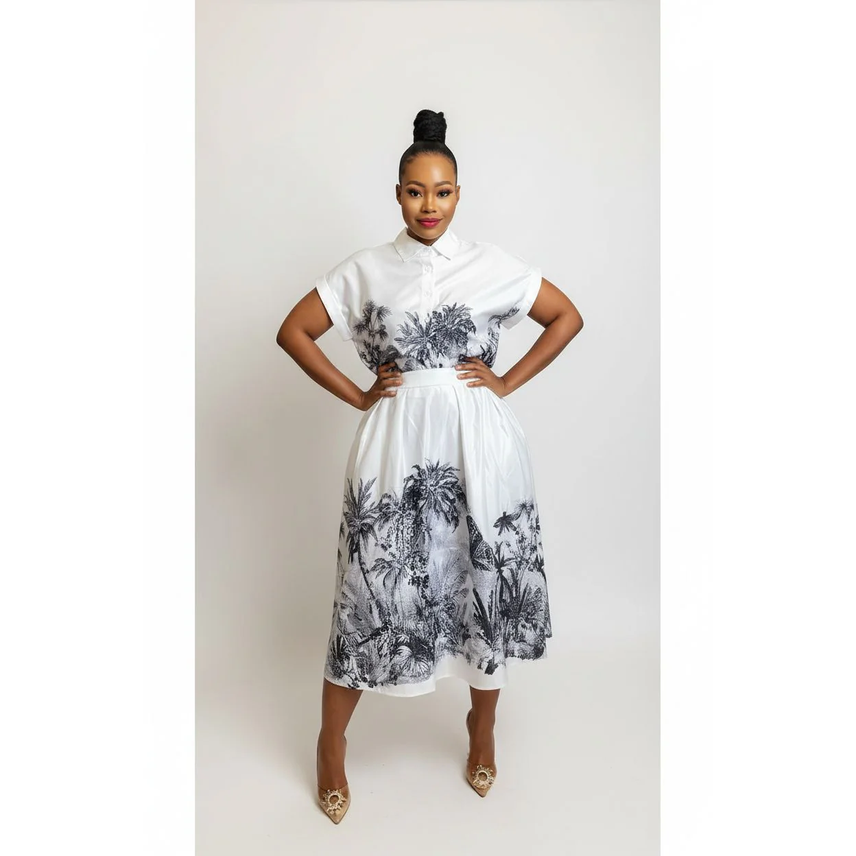 Forest Print Shirt and Skirt Set - Image 2