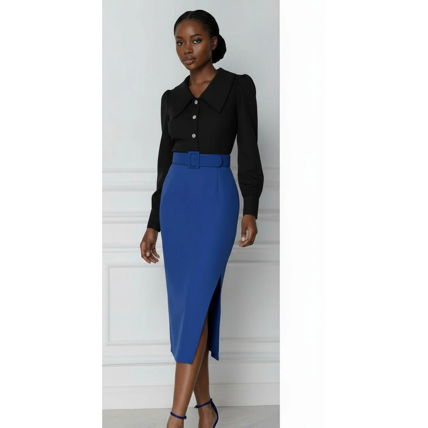 Formal Front Slit Midi Skirt - Image 2