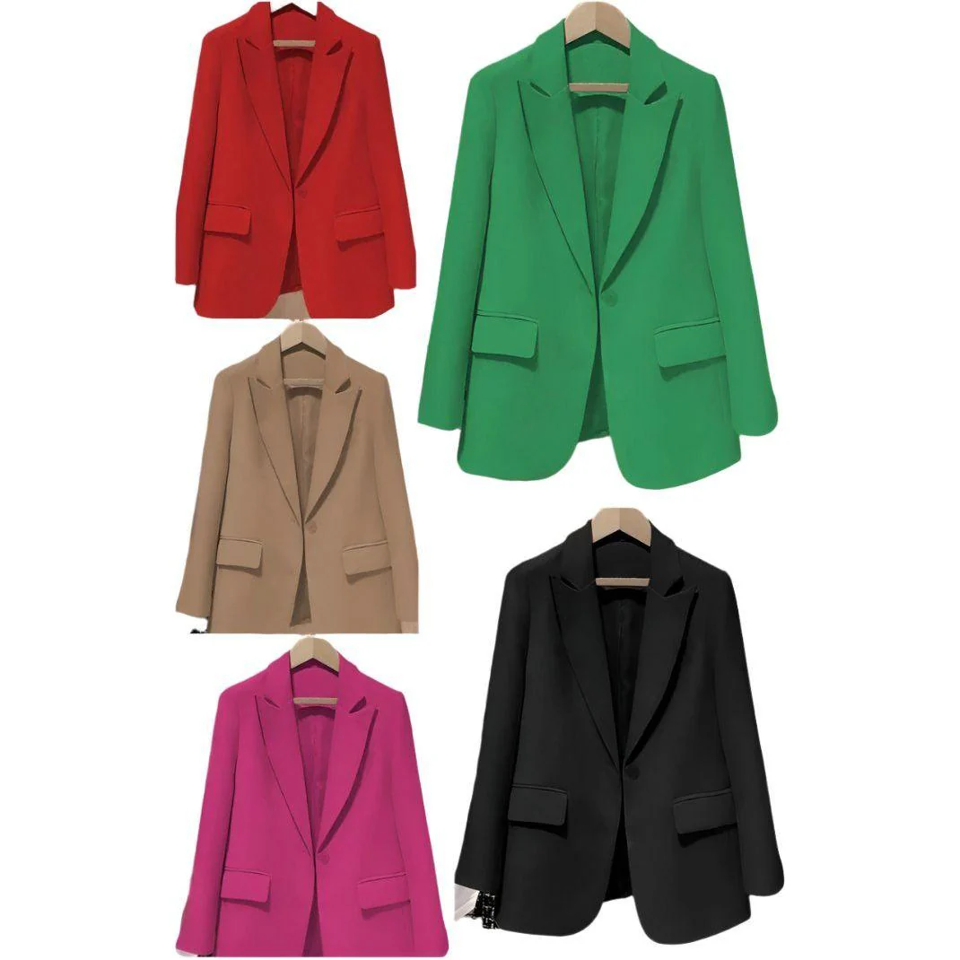 Formal Solid Button Front Lapel Neck Blazer. - Image 2