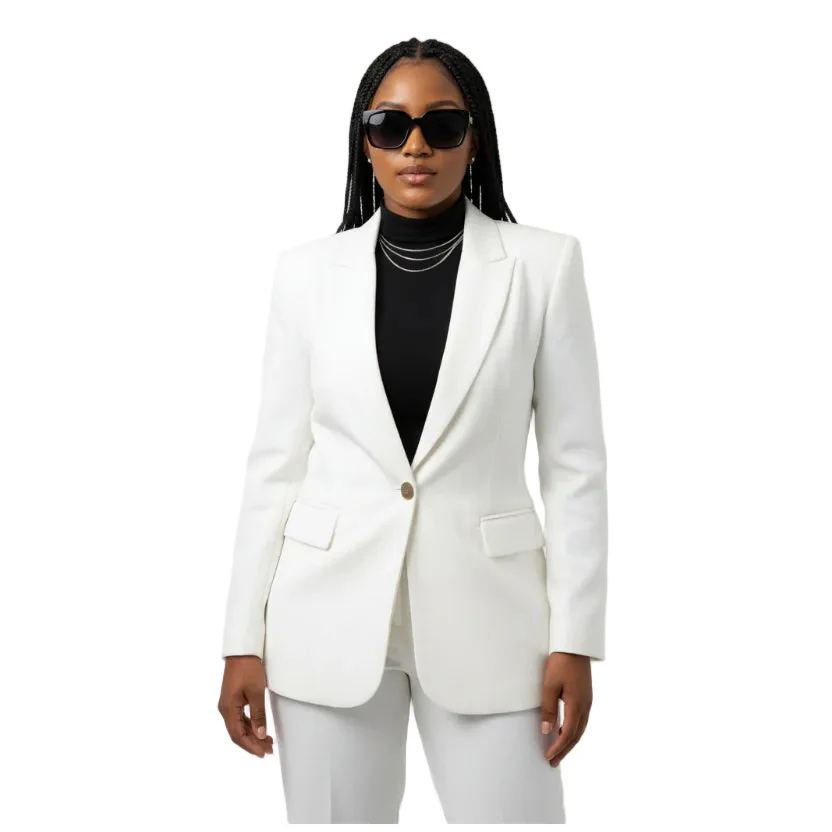 Formal Solid Button Front Lapel Neck Blazer. - Image 2