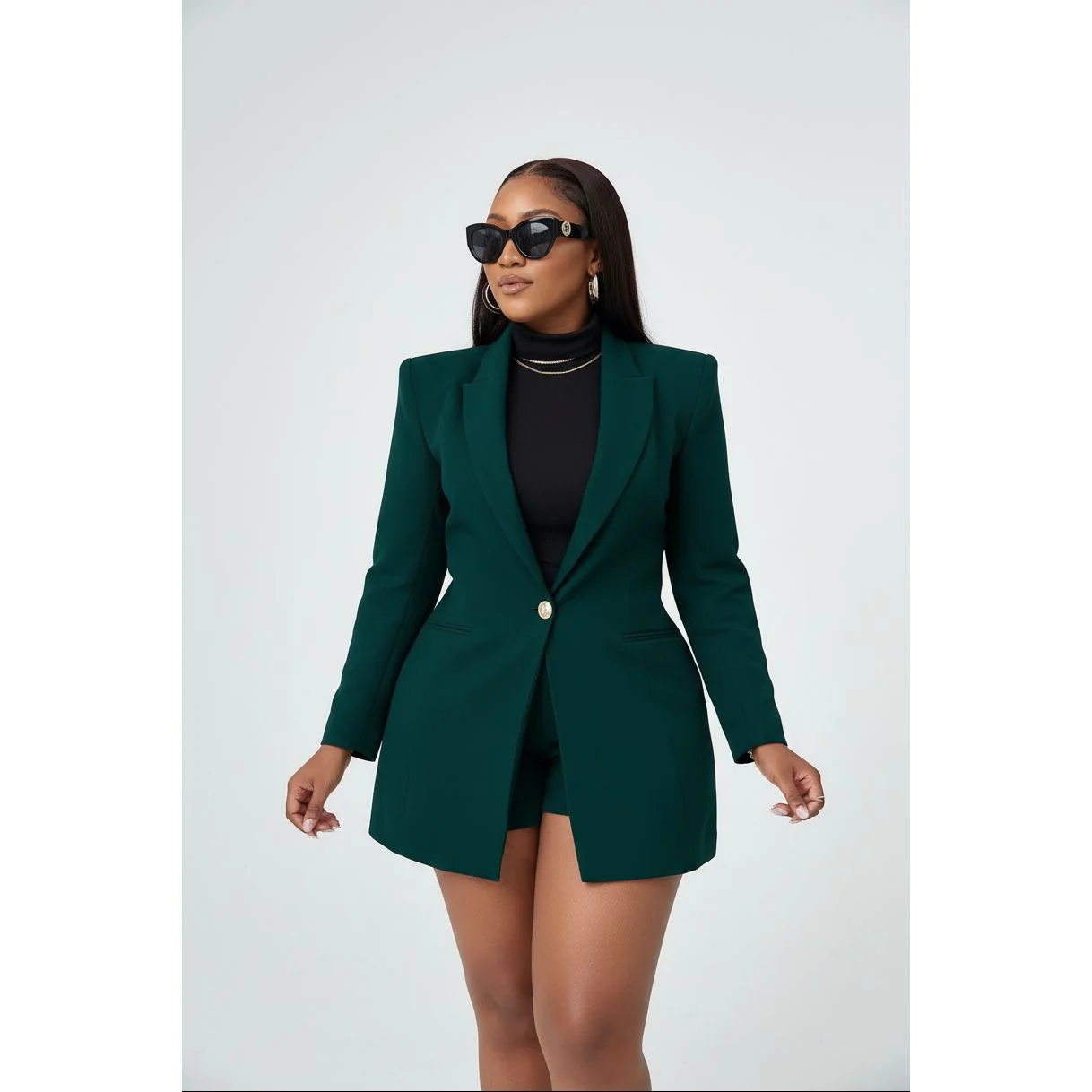 Formal Solid Button Front Lapel Neck Blazer. - Image 3