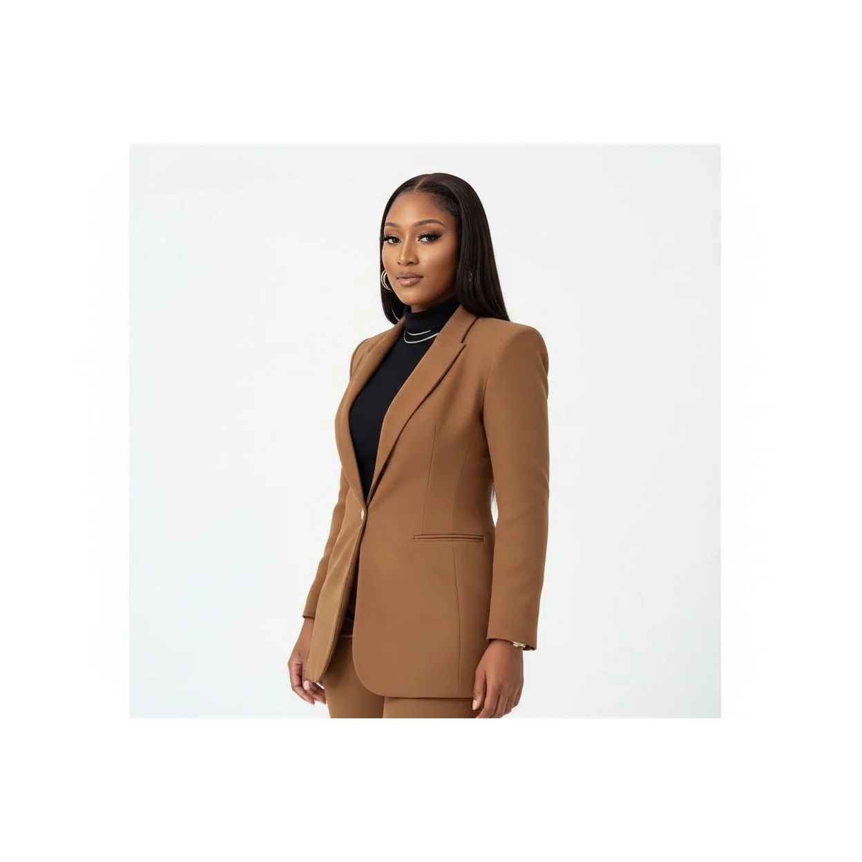 Formal Solid Button Front Lapel Neck Blazer. - Image 5