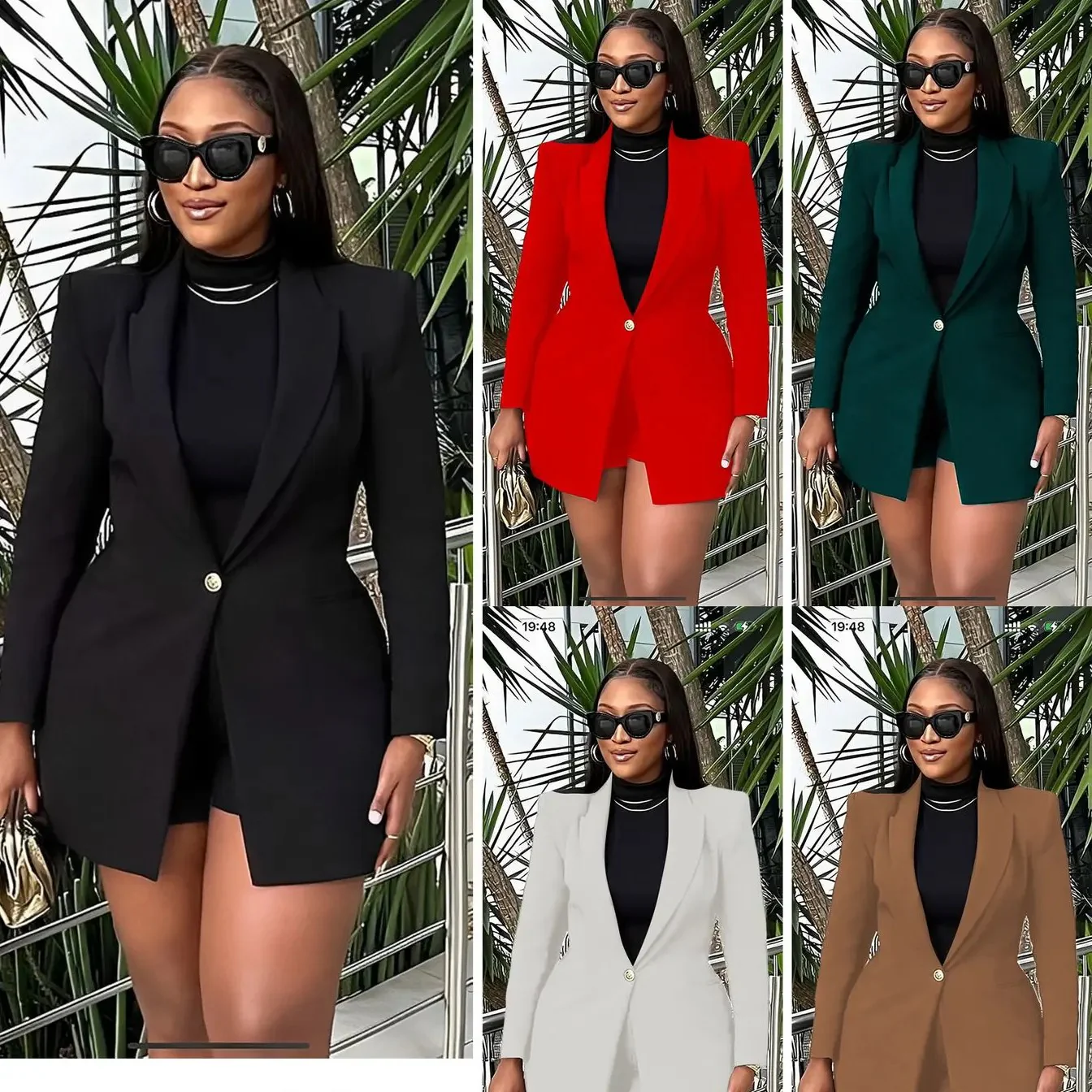 Formal Solid Button Front Lapel Neck Blazer. - Image 6