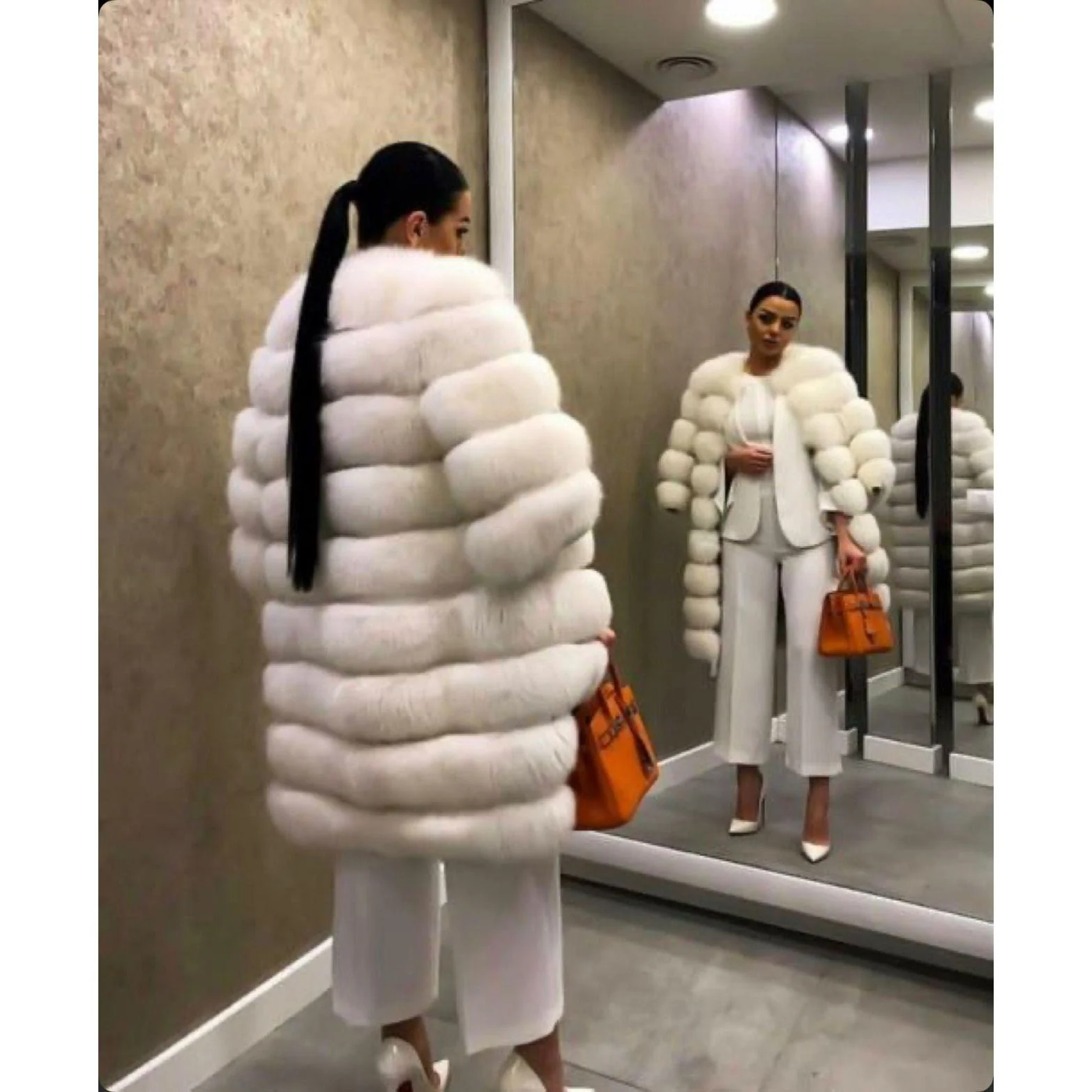 Fox Fur Long Coat - Image 5