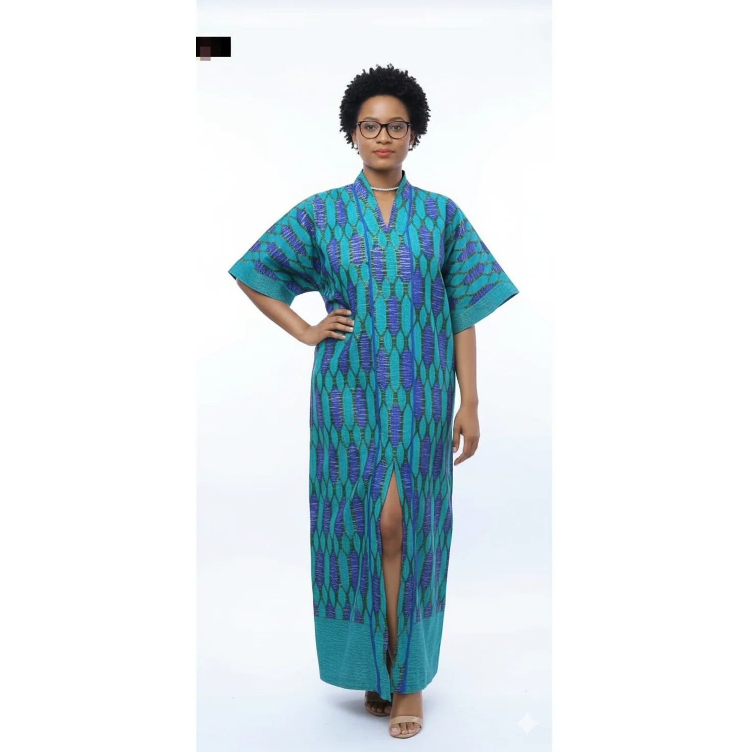 Free Size Printed Front-Slit Maxi Dress - Image 2