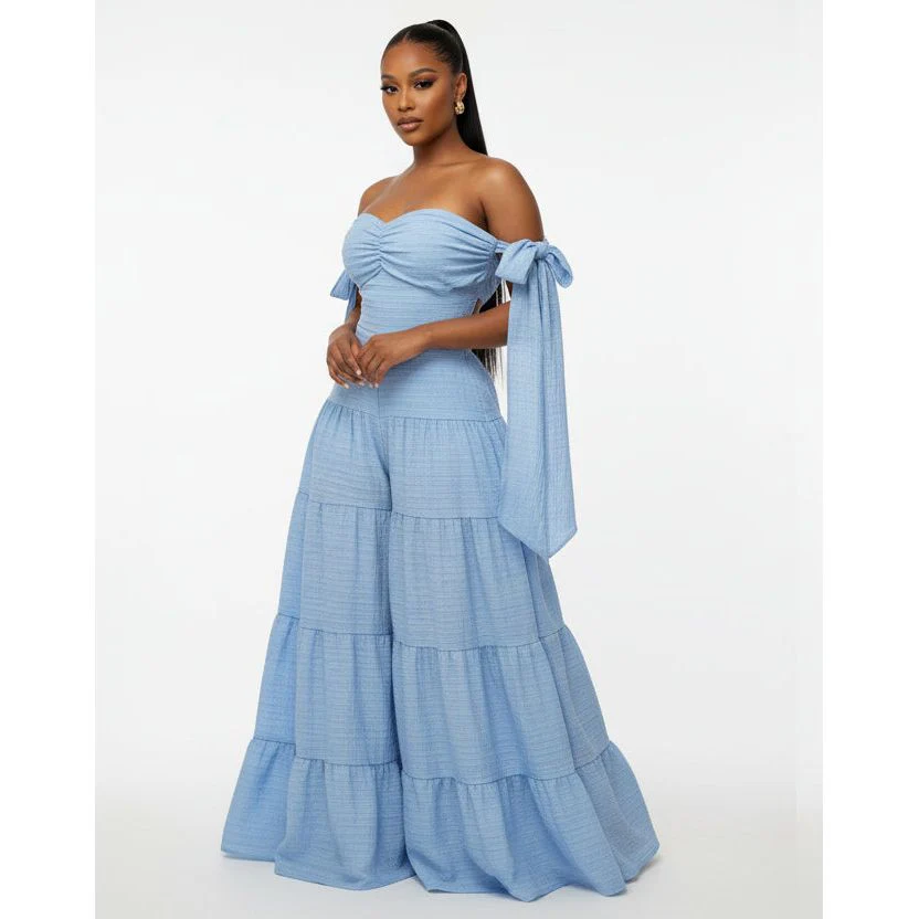 Tie-Up Off Shoulder Summer New Ladies Jumpsuit