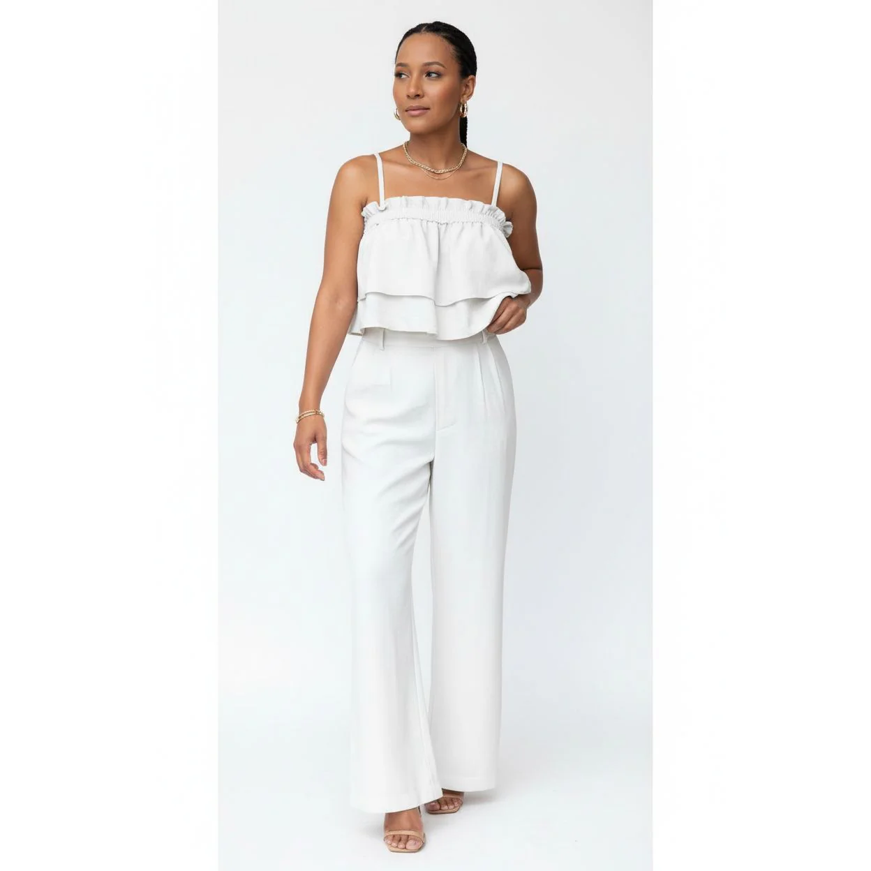 Frill Trim Cami and Wide Leg Pants Set - Image 4