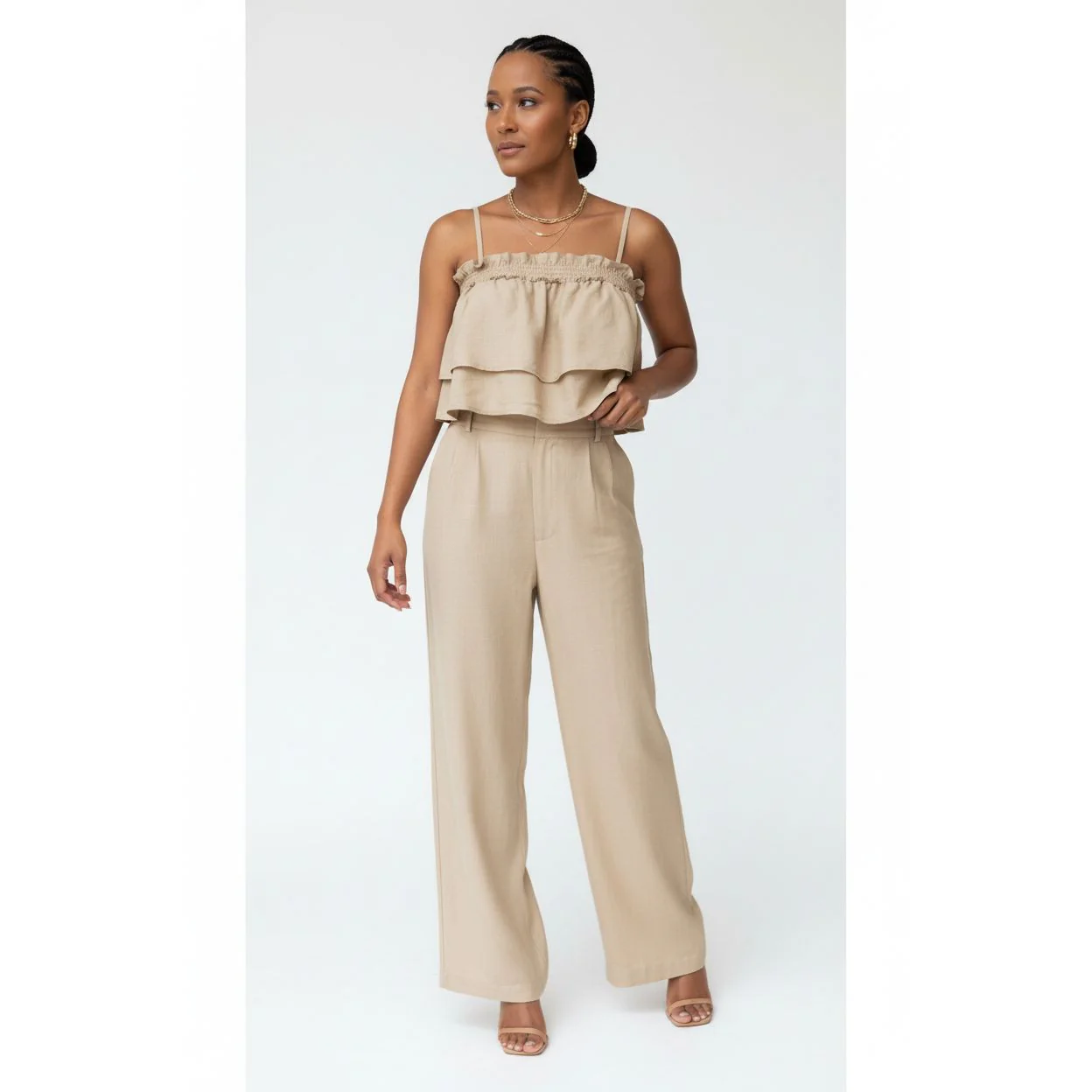 Frill Trim Cami and Wide Leg Pants Set - Image 5