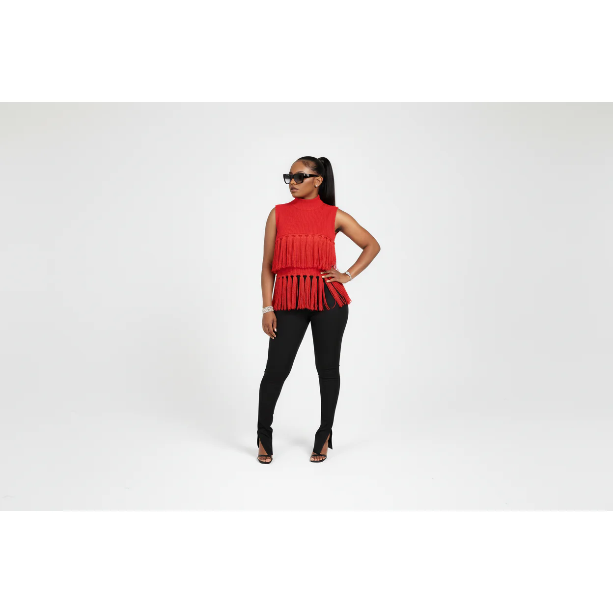 Fringe Round Neck Sleeveless Swing Tassel Party Top Tank - Image 2
