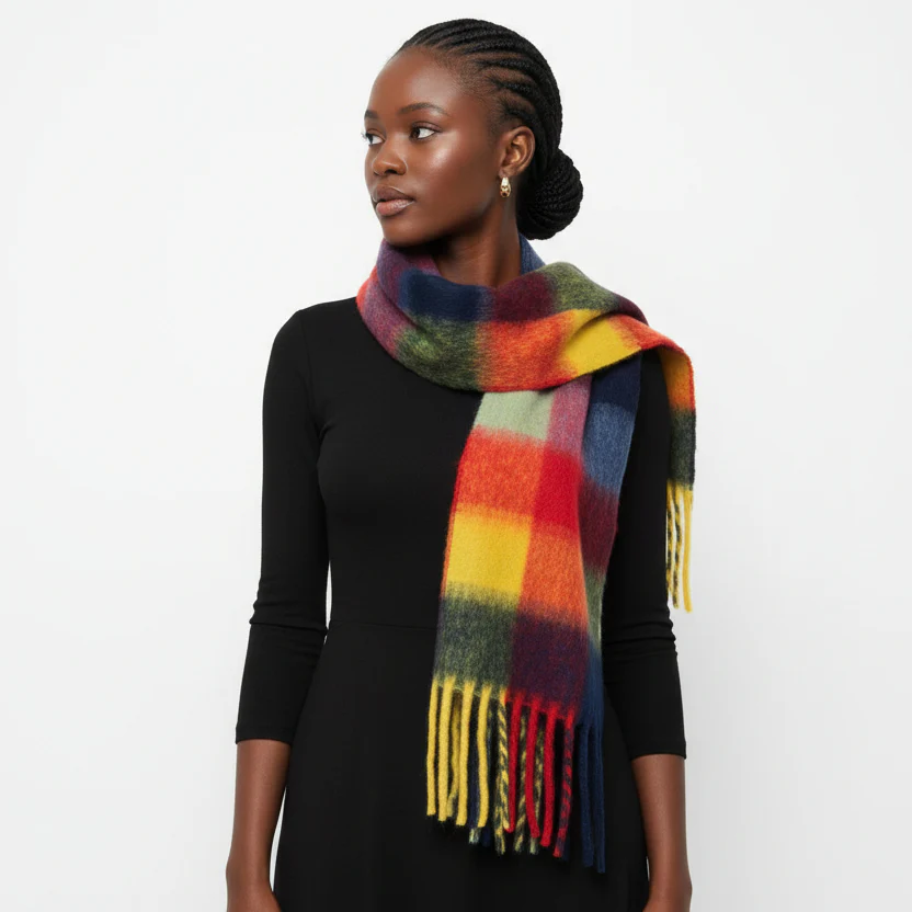 Multi-Color Fringe-Trimmed Blanket Scarf - Image 4