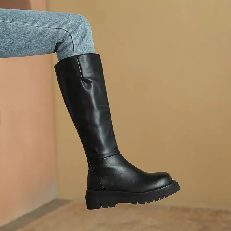 Bellow Knee Leather Boots - Image 3
