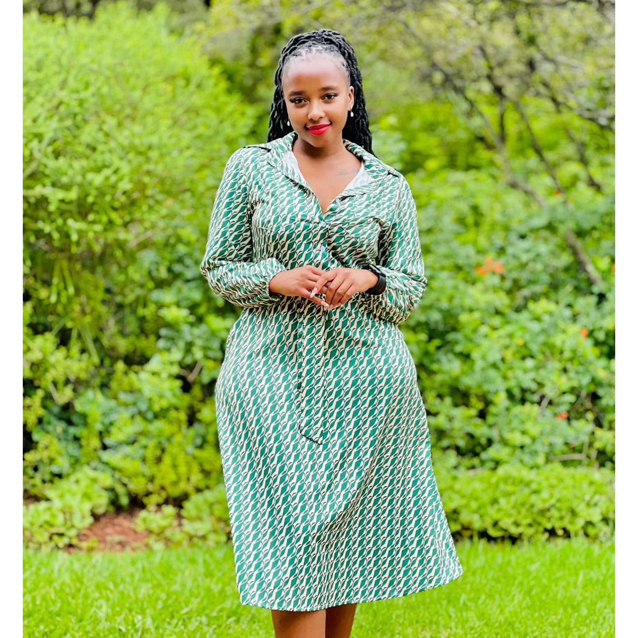 Geometric Printed Shirt Maxi Dress - Image 2