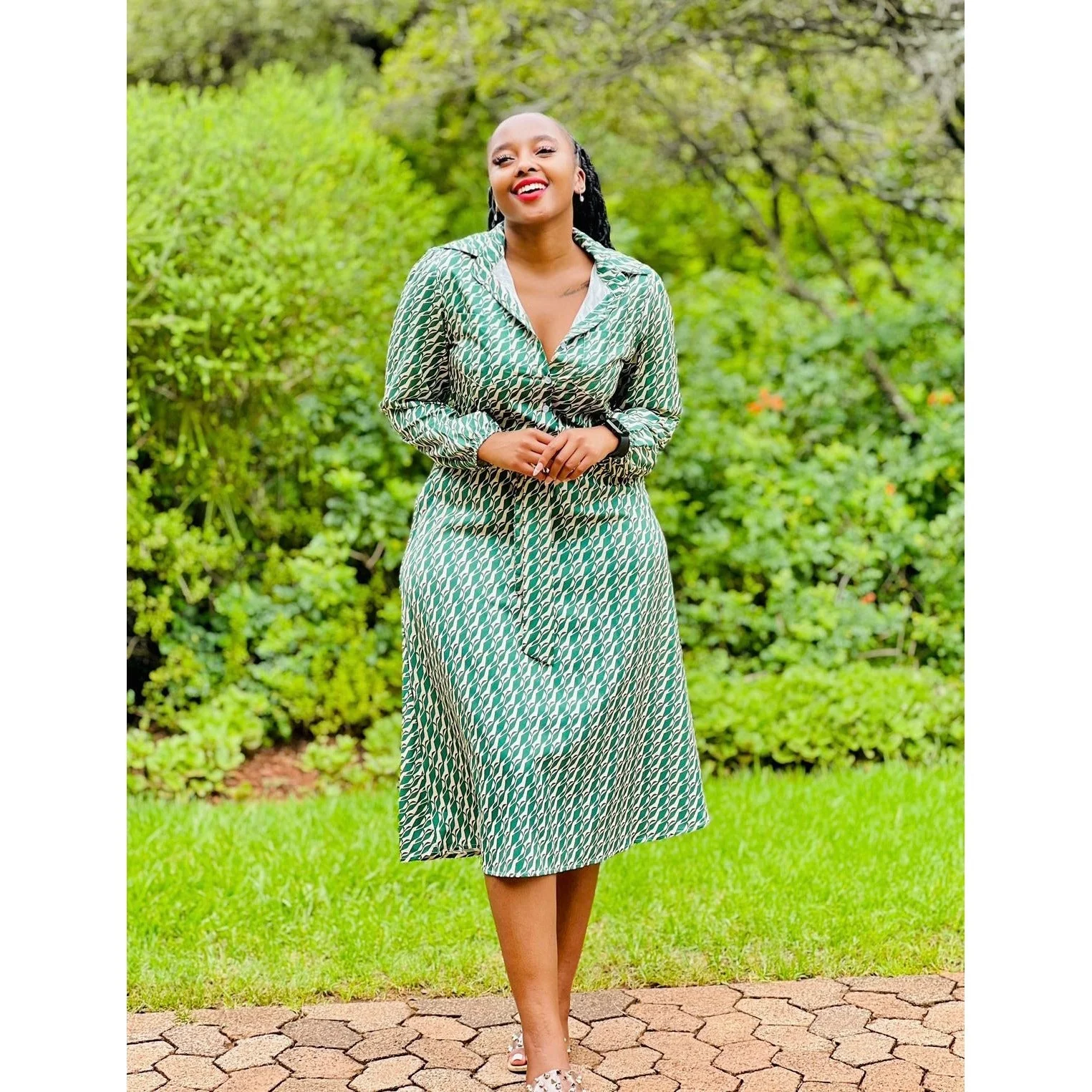 Geometric Printed Shirt Maxi Dress - Image 3