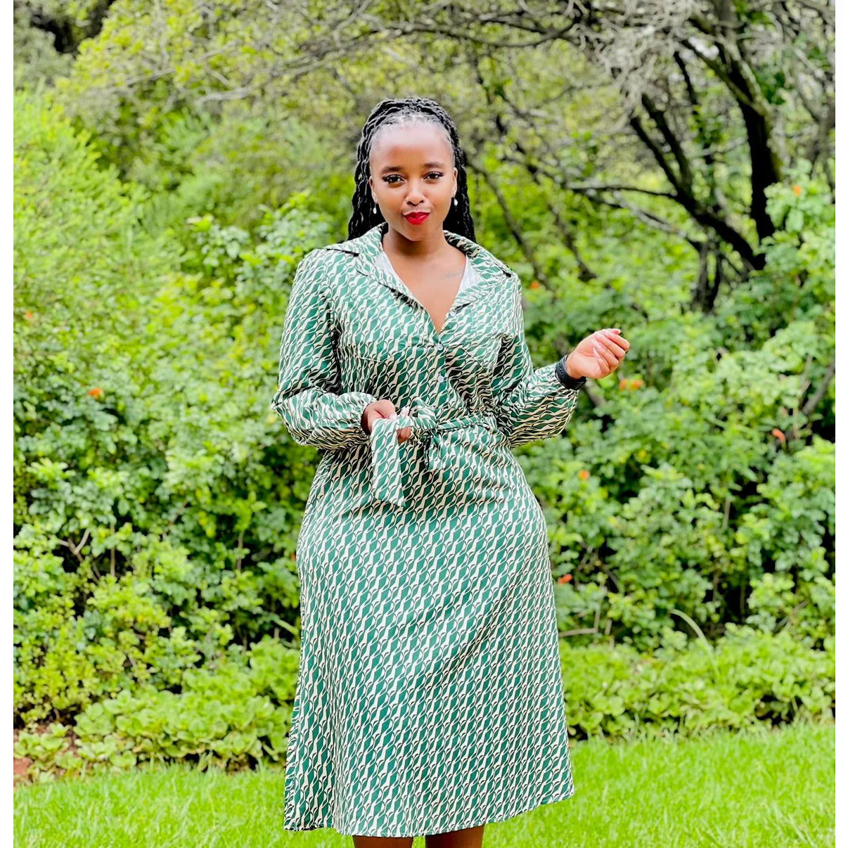 Geometric Printed Shirt Maxi Dress - Image 4