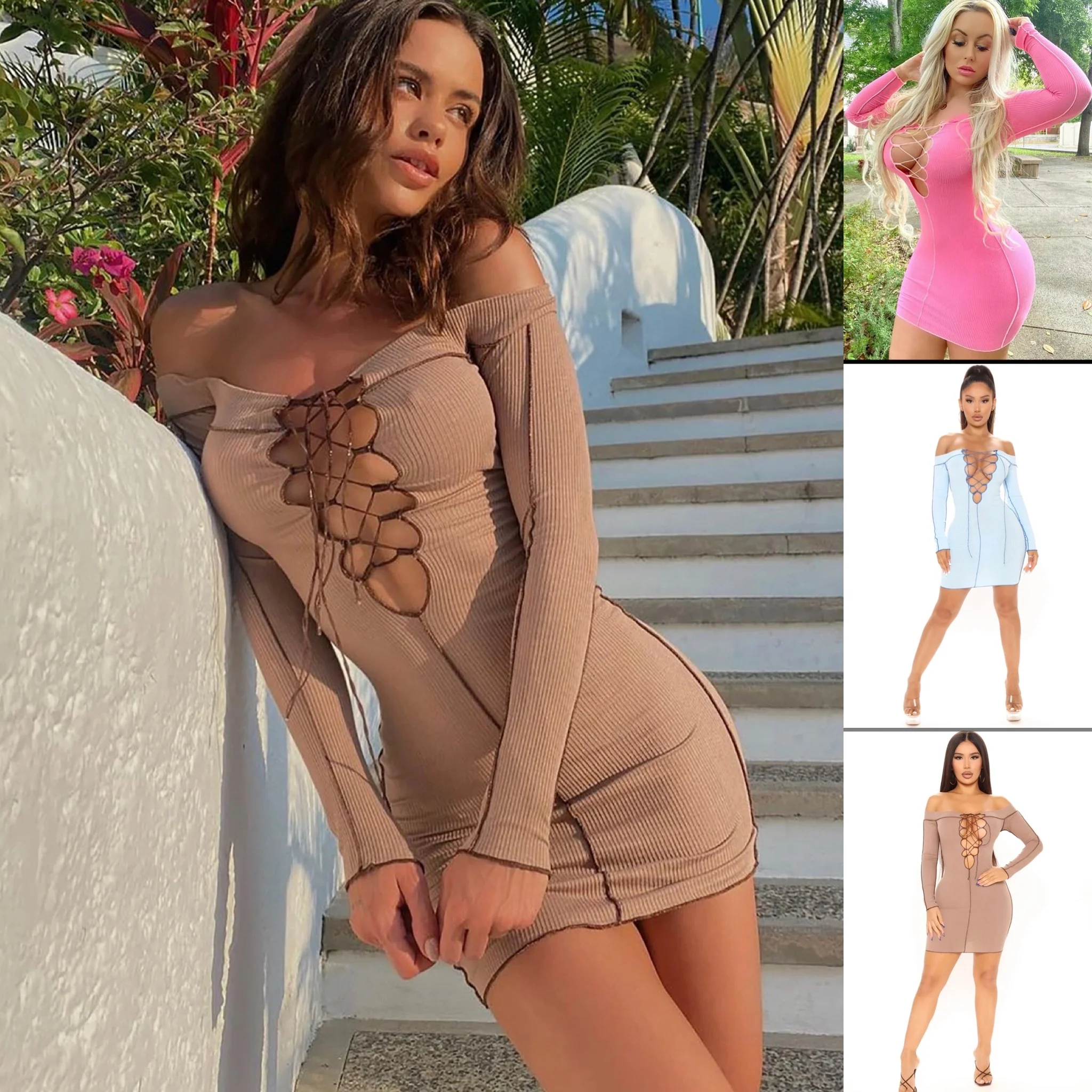 Lace Up Mini Dress - Image 4