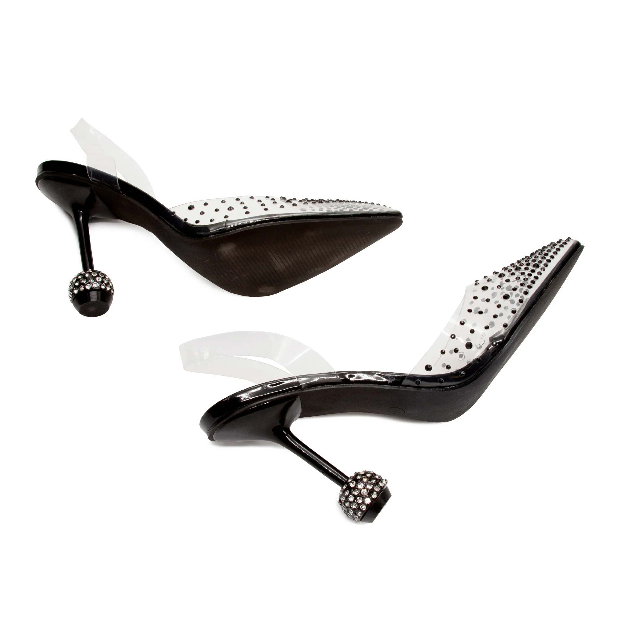 Glitter crystal PVC Lace-Up Heel - Image 3