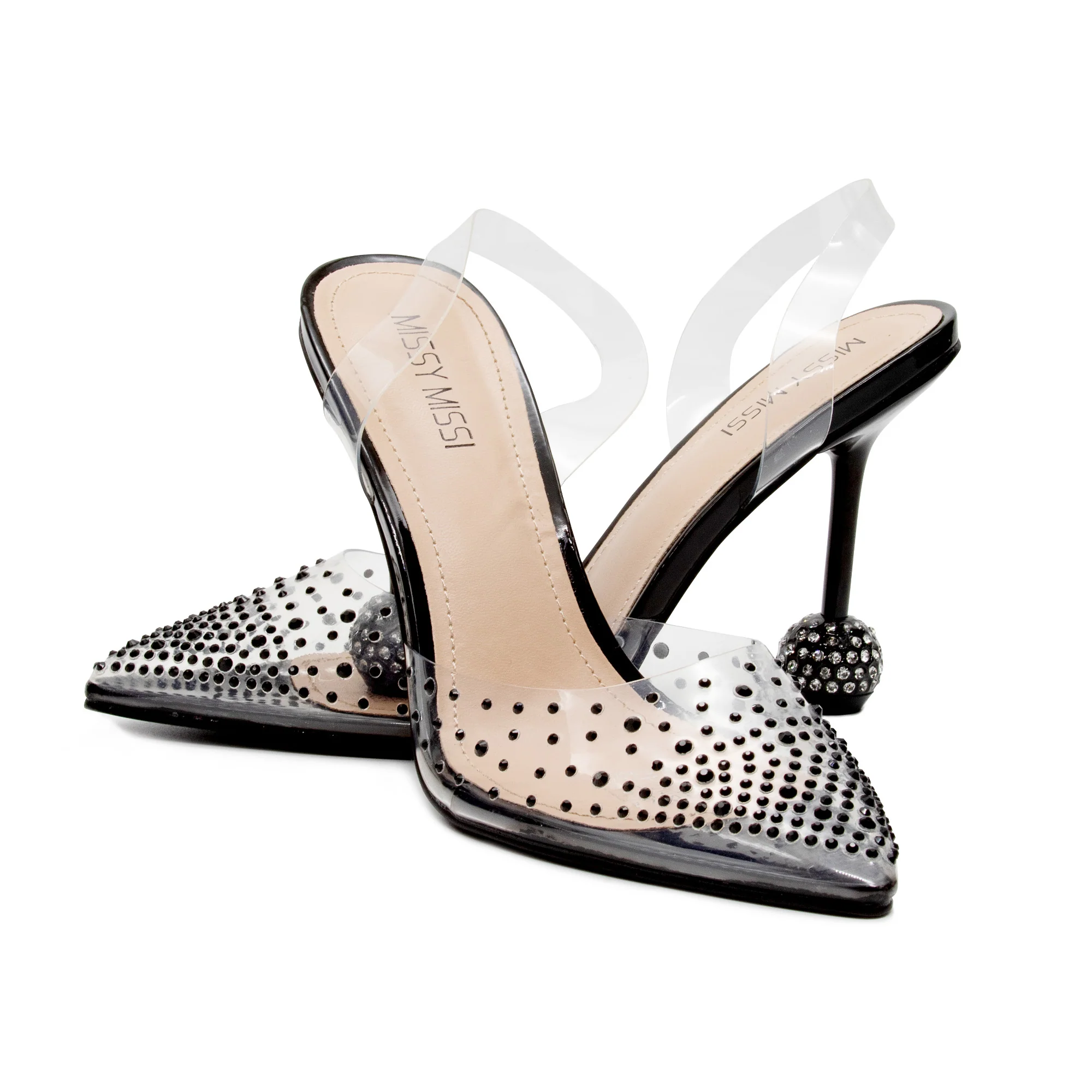 Glitter crystal PVC Lace-Up Heel - Image 5