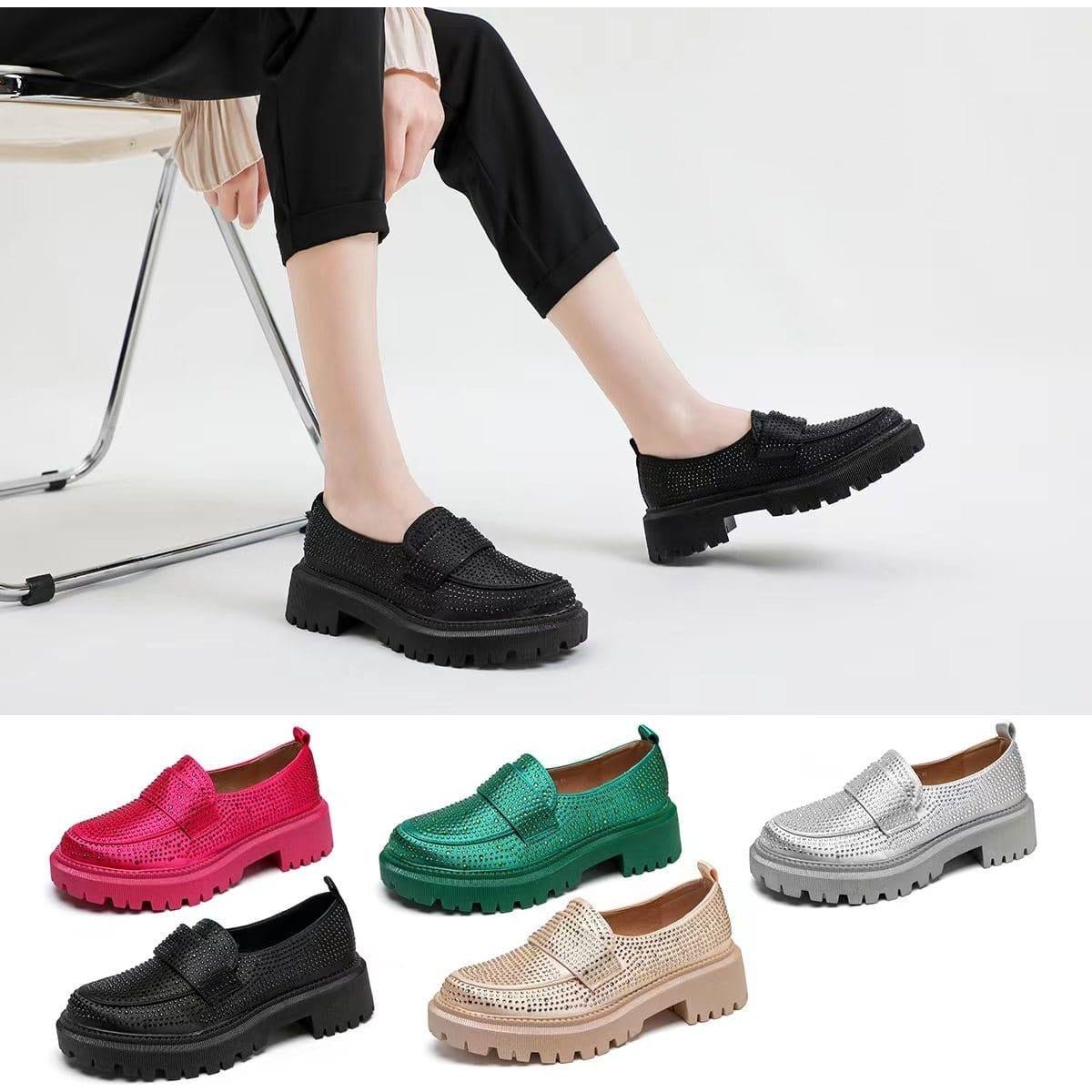 Glitter Square Toe Platform Oxford Shoes - Image 16