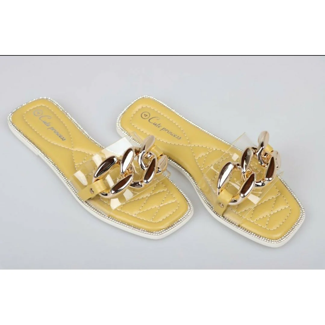 Gold Chain transparent sandels - Image 4