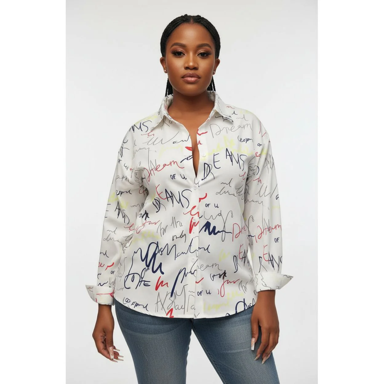 Graffiti Letter Print Casual Shirt - Image 4