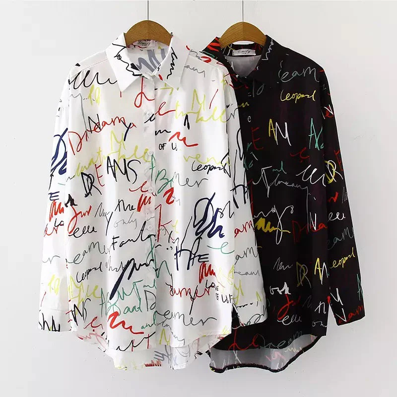 Graffiti Letter Print Casual Shirt - Image 5