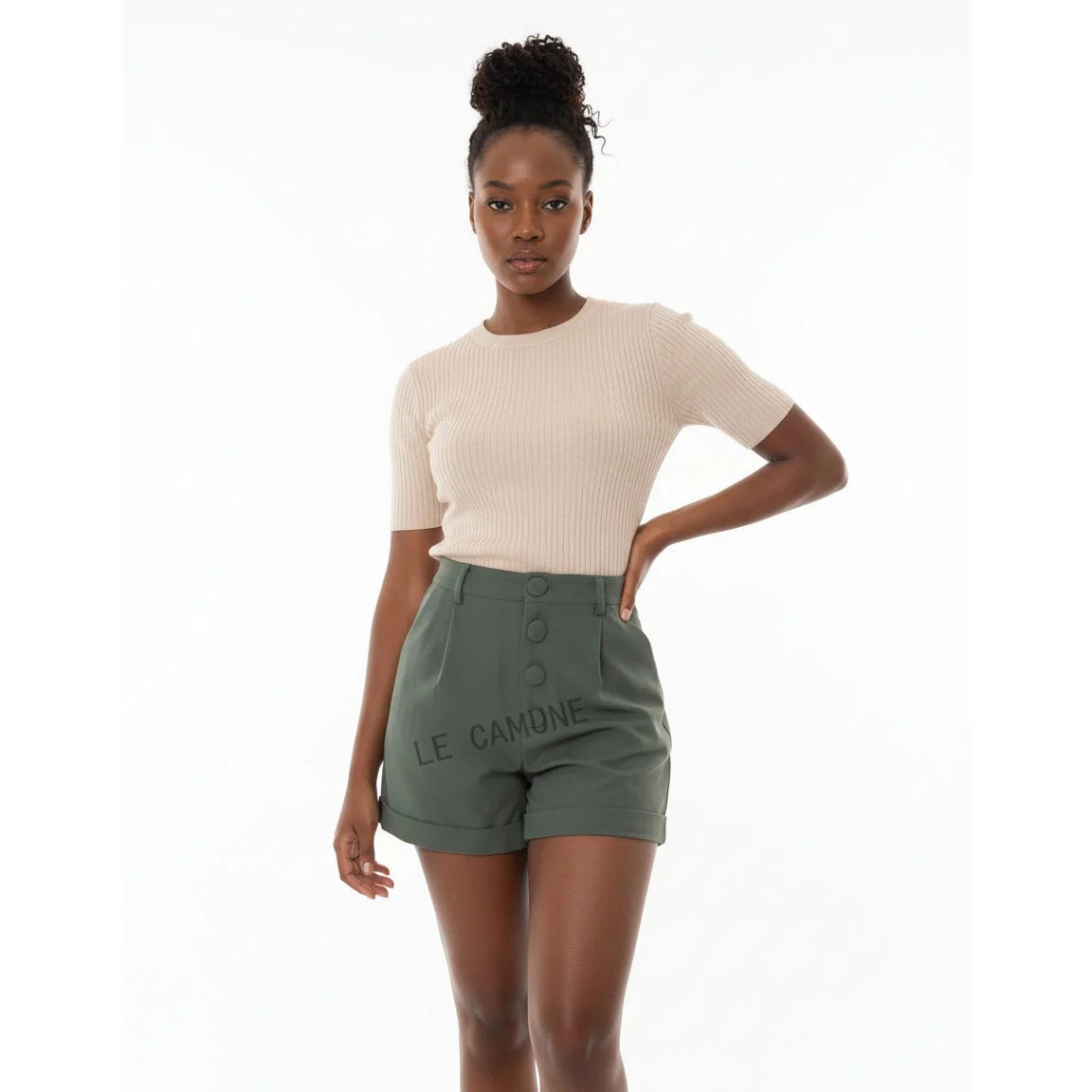 High Waisted Pockets Denim Short - Image 3