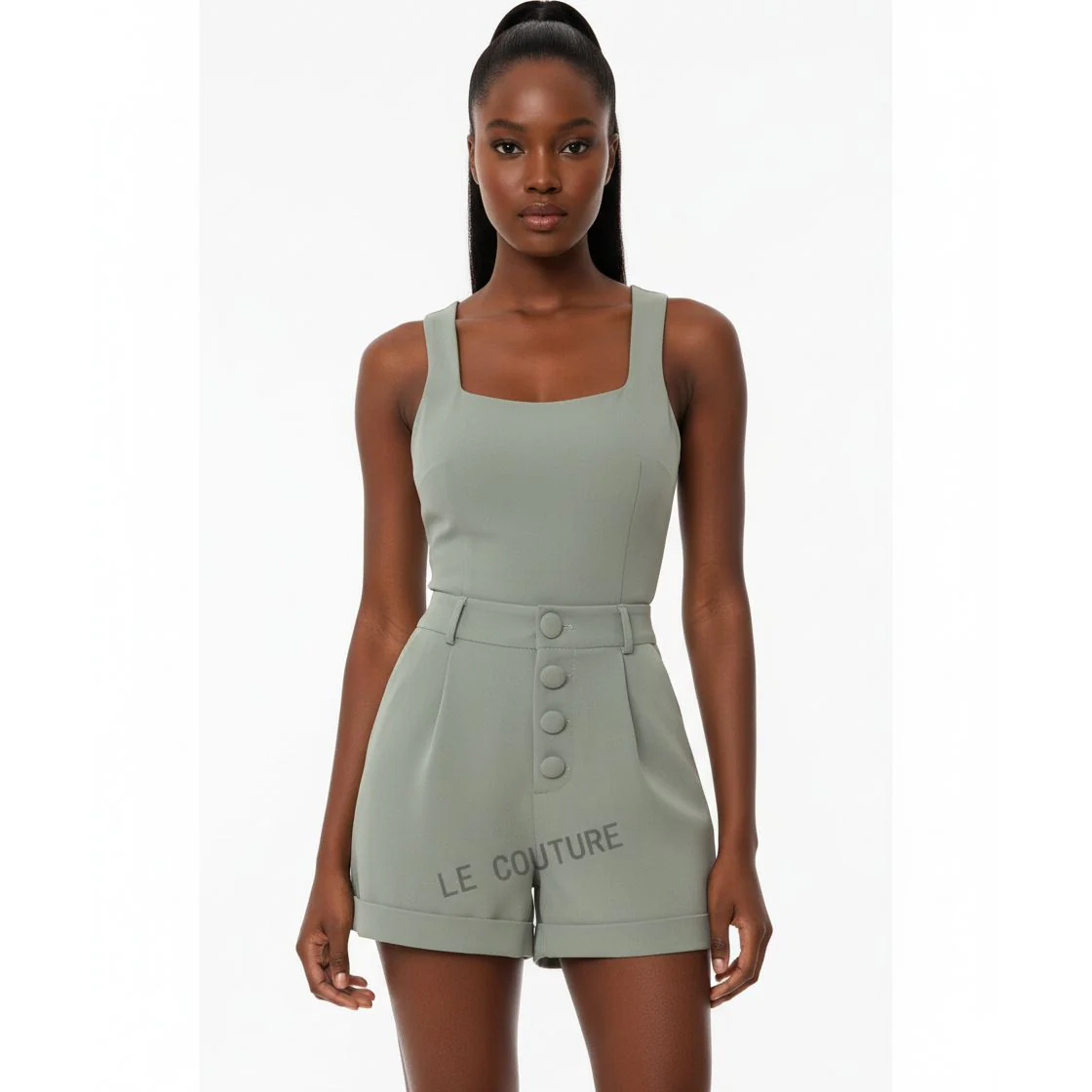 High Waisted Pockets Denim Short - Image 4