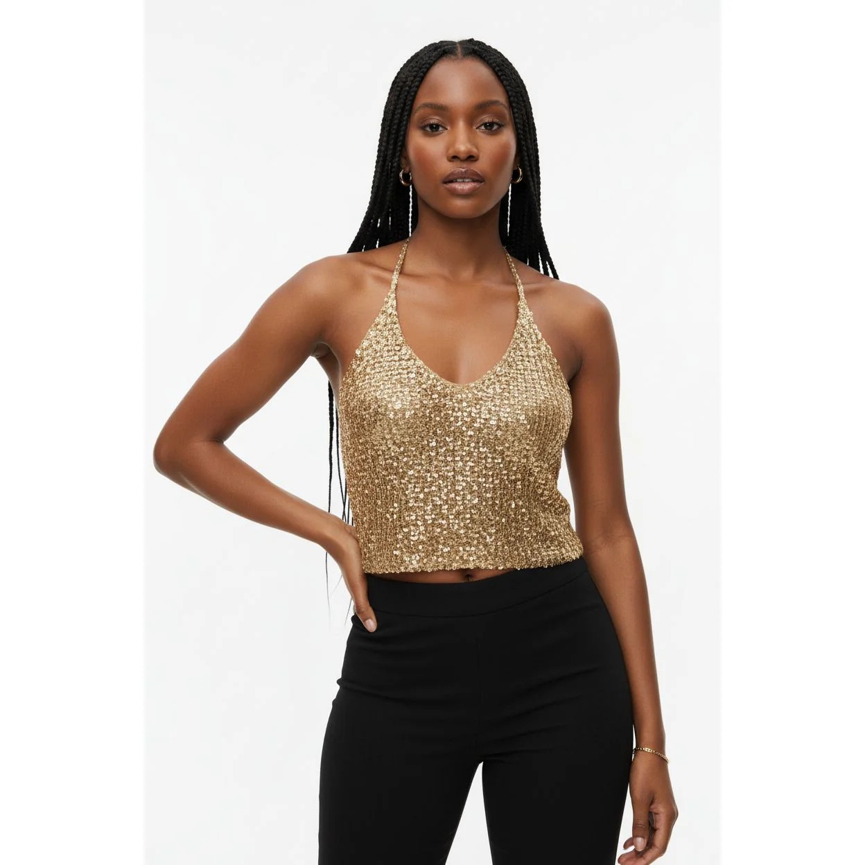 Half Sequin Crop Top - Image 2