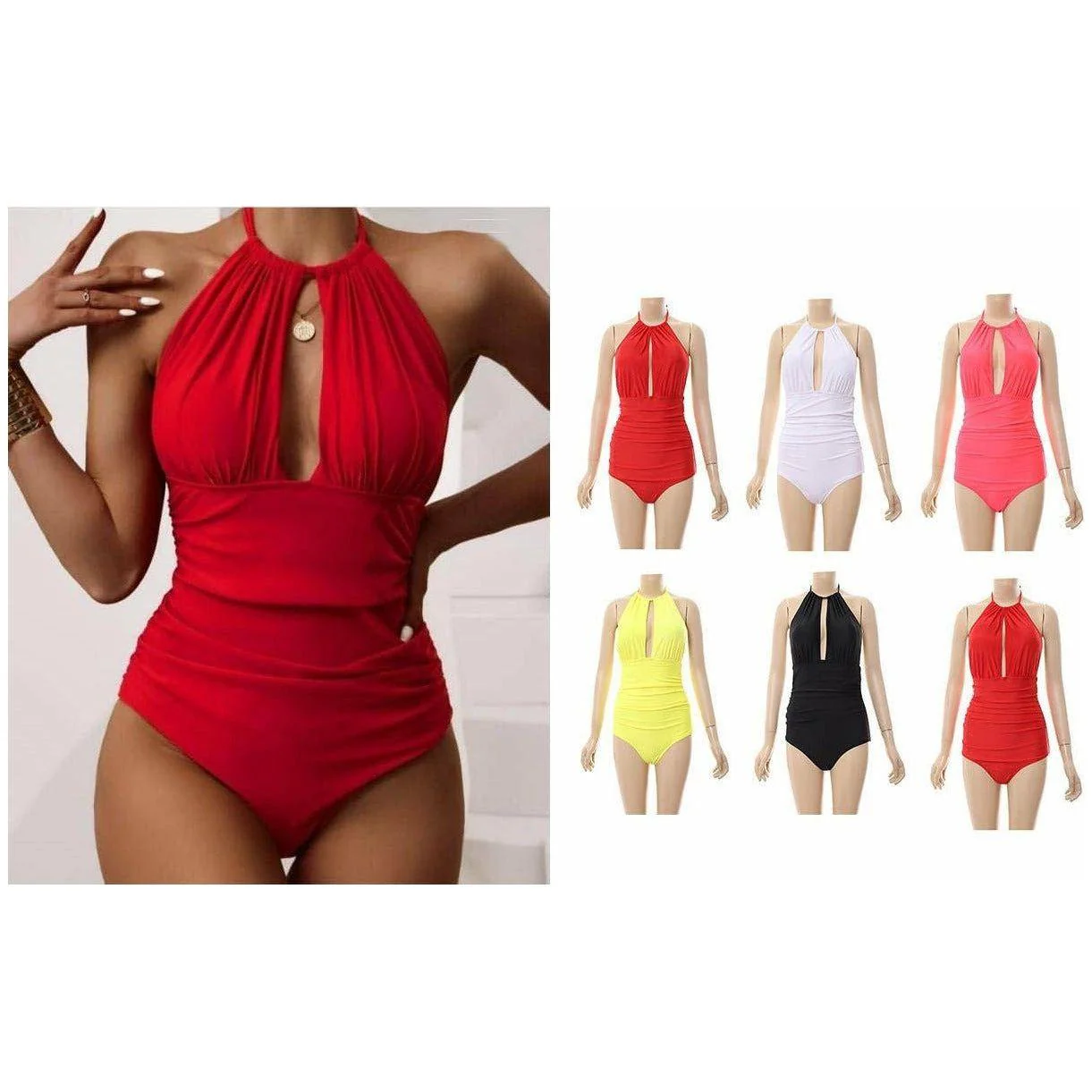 Halter Neck One-piece Summer Monokini Swimsuit - Image 4