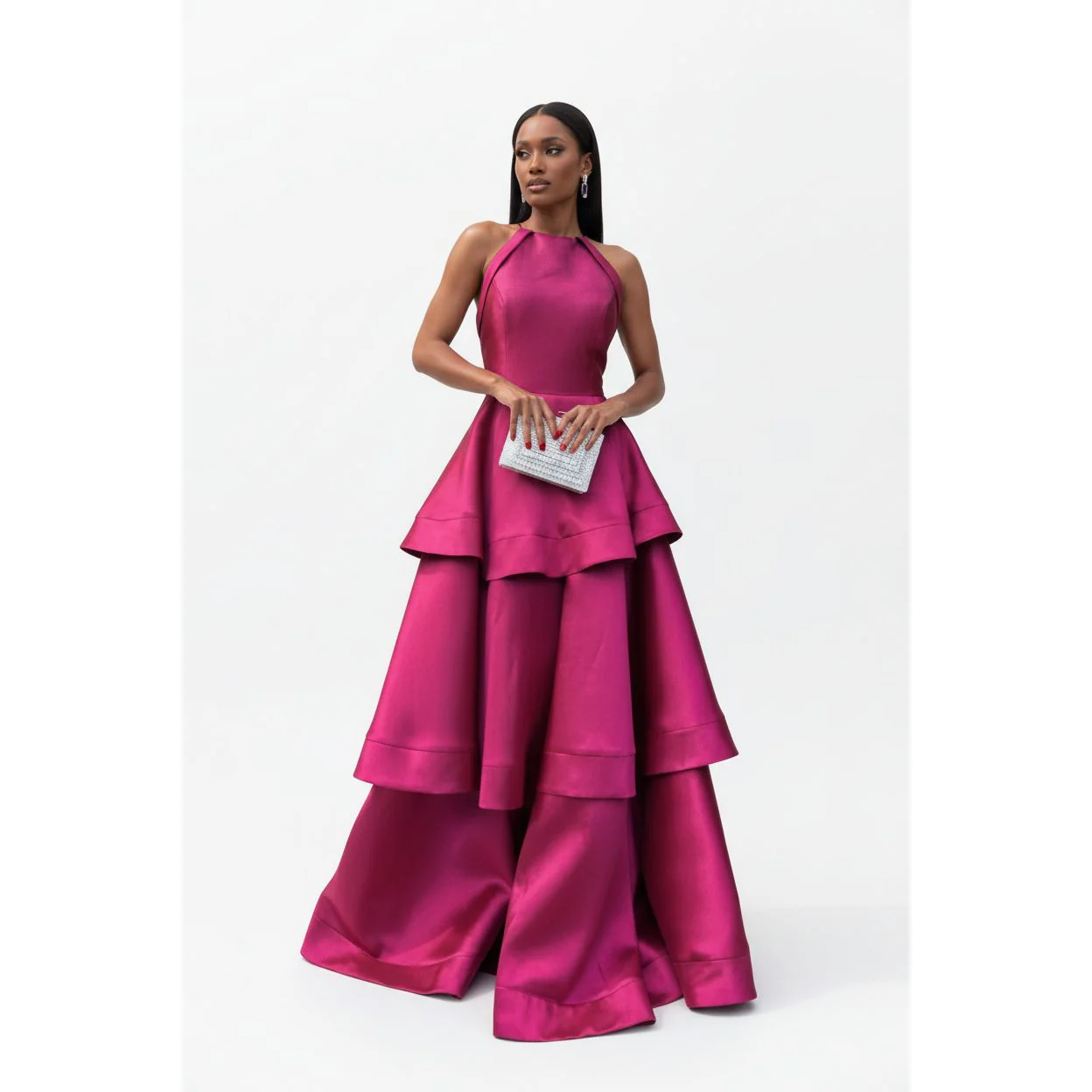 Halter Neck Sleeveless A-Line Layered Dress - Image 4