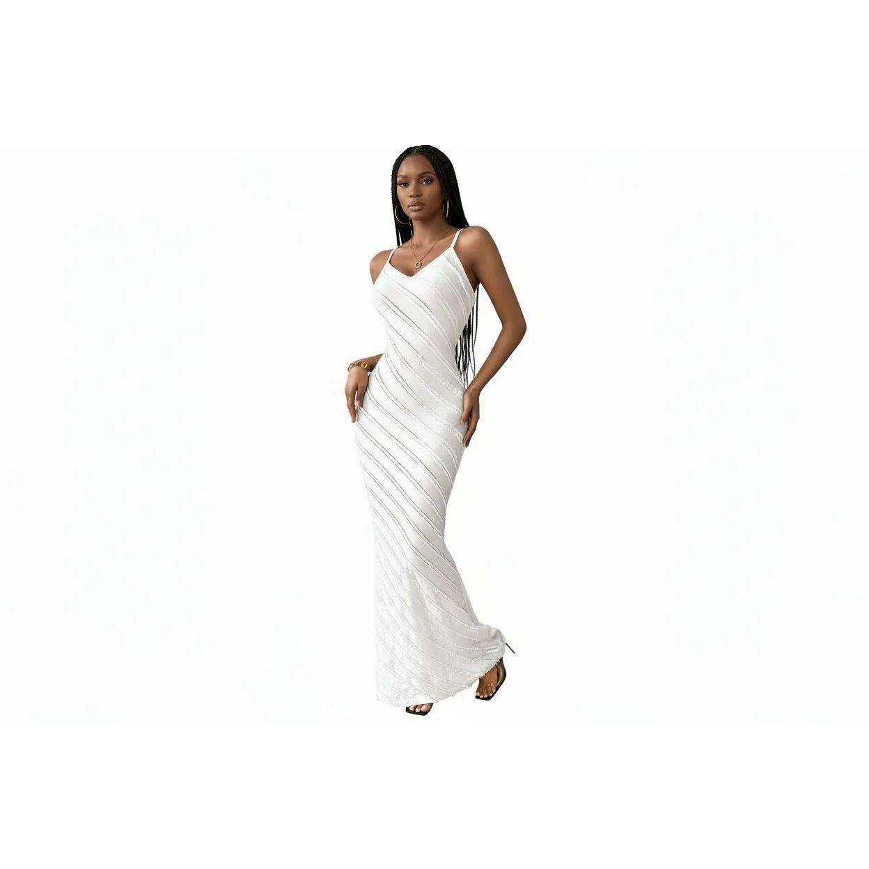 Halter Neck Women's Knitted Mermaid Maxi Dress - Image 2